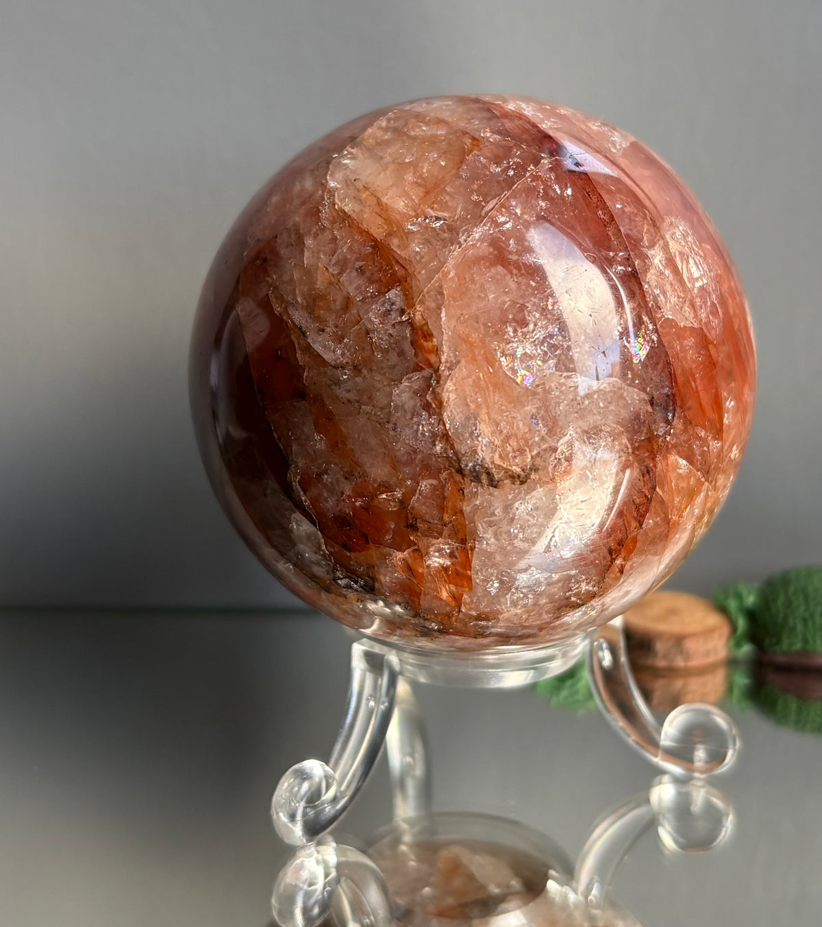 Fire Hematoid Quartz - Crystal Gemstone Sphere - L