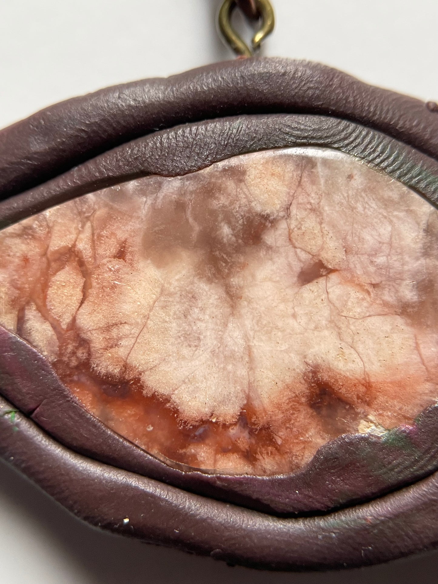 Red Flower Agate Crystal Gemstone Amulet Enchanted Forest Necklace