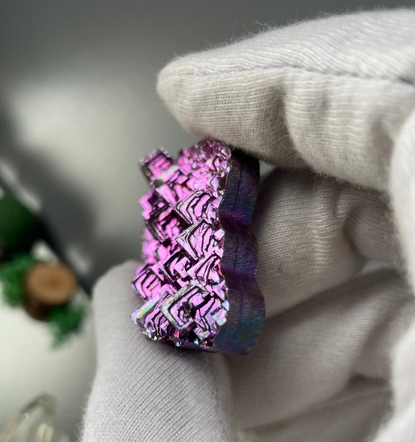 Pink Bismuth Crystal Cloud Cut Out Metal Art