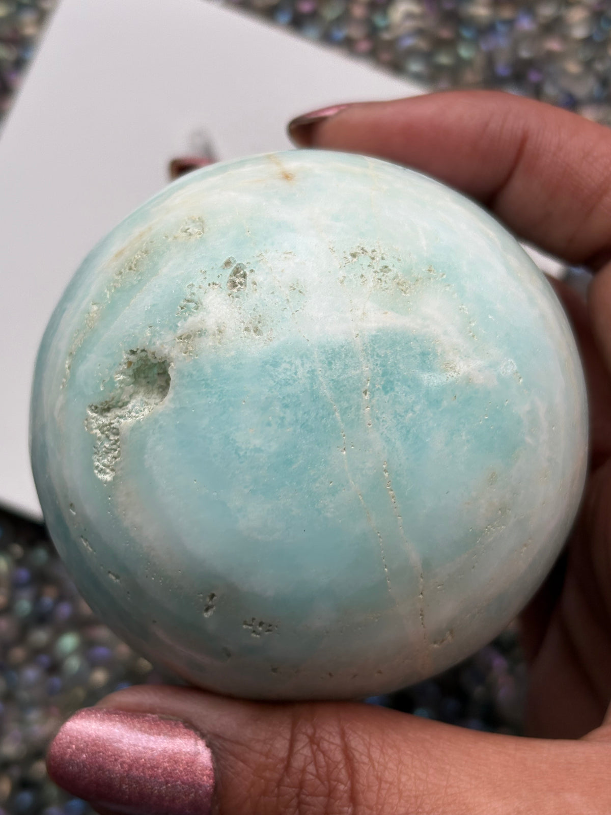 Caribbean Calcite Aragonite Crystal Gemstone Sphere (3)