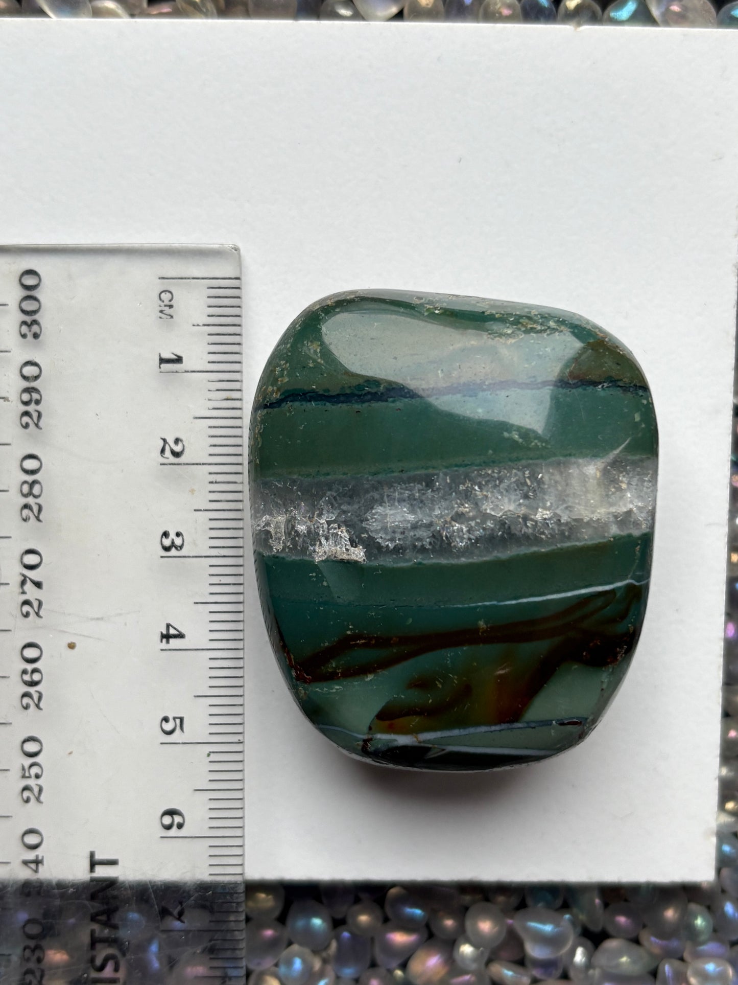 Teal Ocean Jasper Quartz Crystal Gemstone Palm Stone