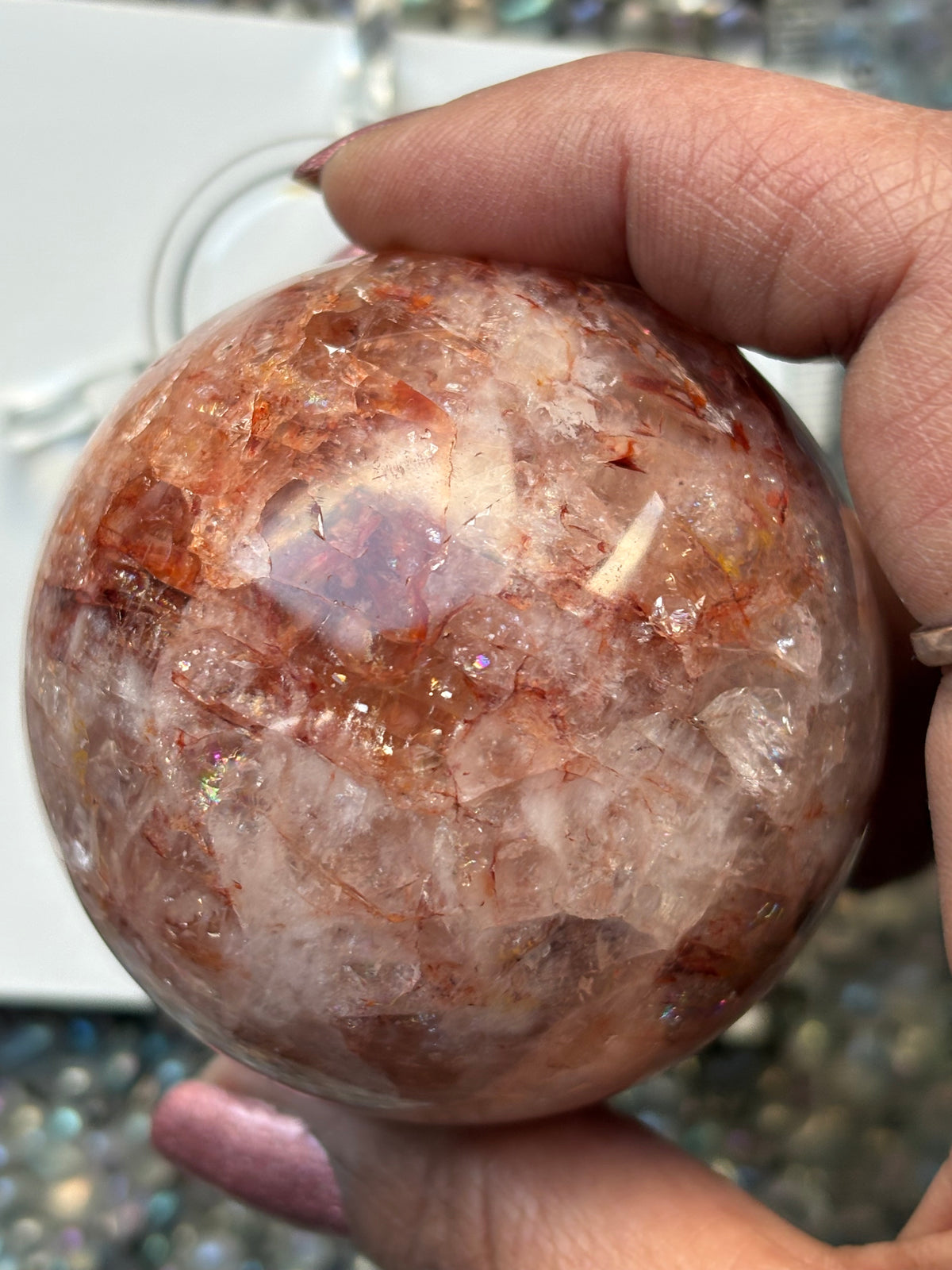 Fire Hematoid Quartz - Crystal Gemstone Sphere - L (2)