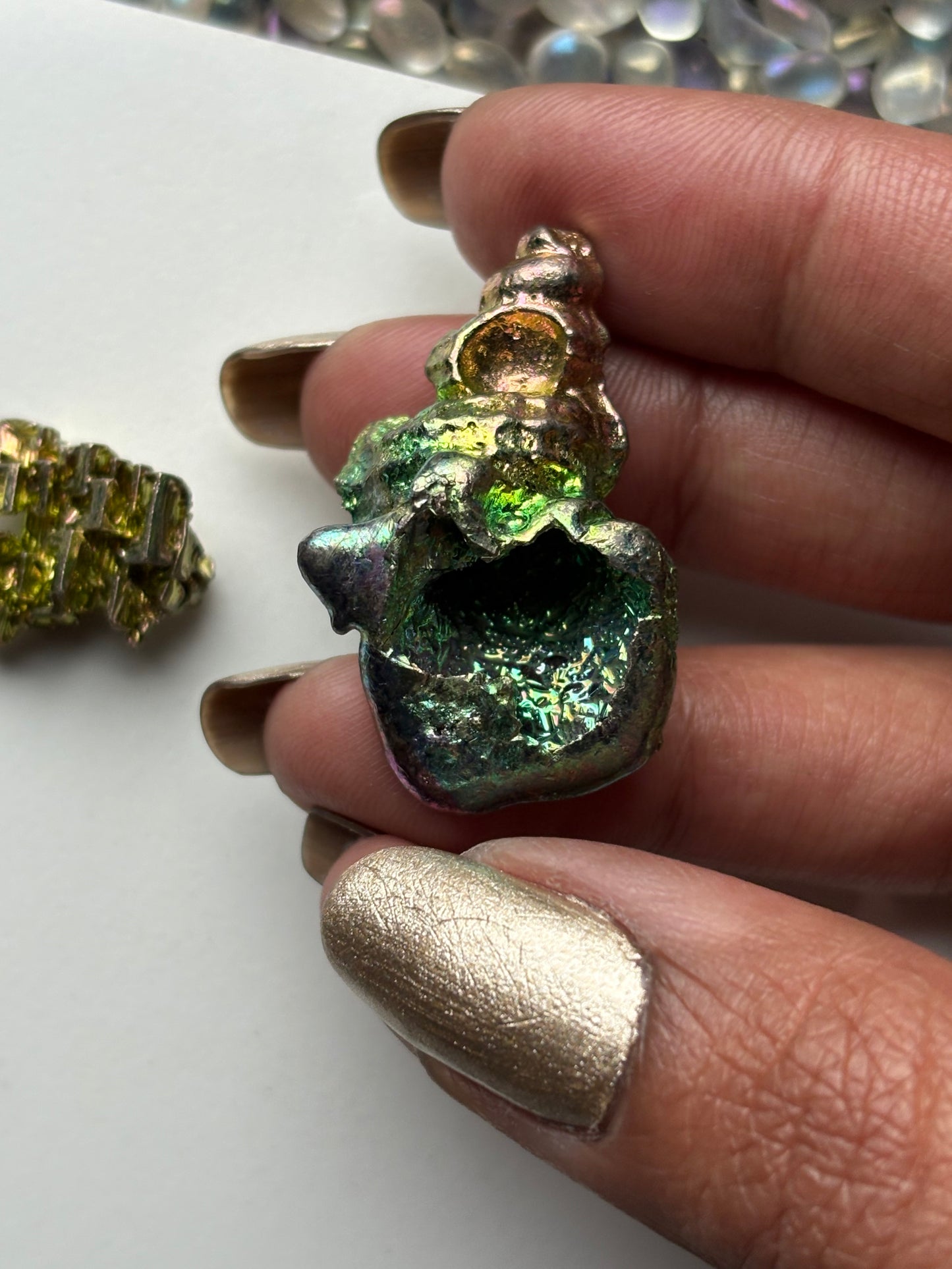 Bismuth Tulip Sea Shell Sculpture & Mini Crystal Gift Set