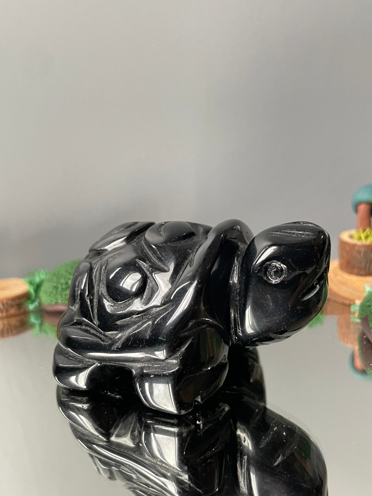 Black Obsidian Gemstone Crystal Turtle Animal Carving Large