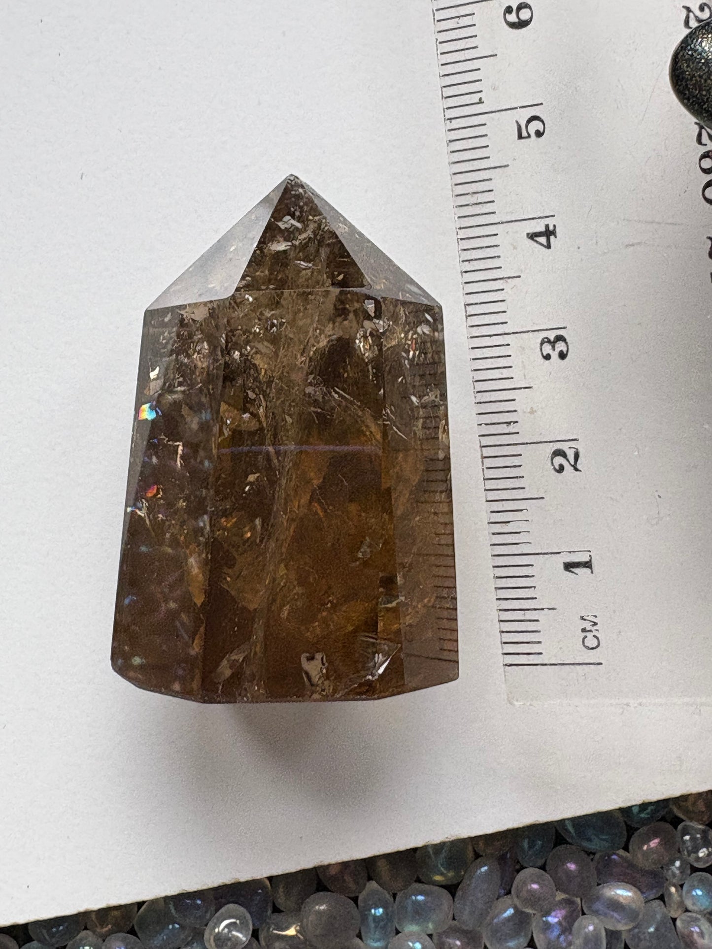Smoky Citrine Quartz Crystal Gemstone Tower Point (S)
