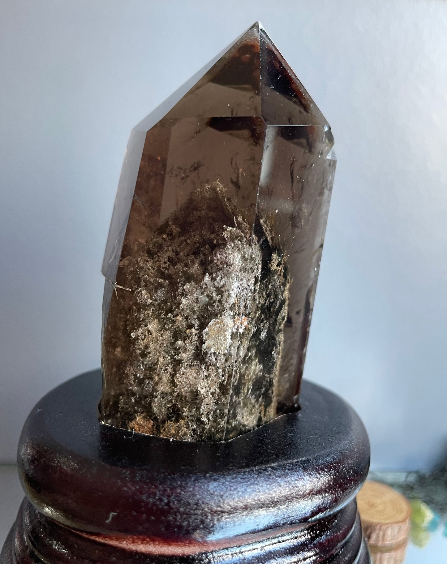 Smoky Hematite Rutile Garden Quartz Crystal Gemstone Tower Point