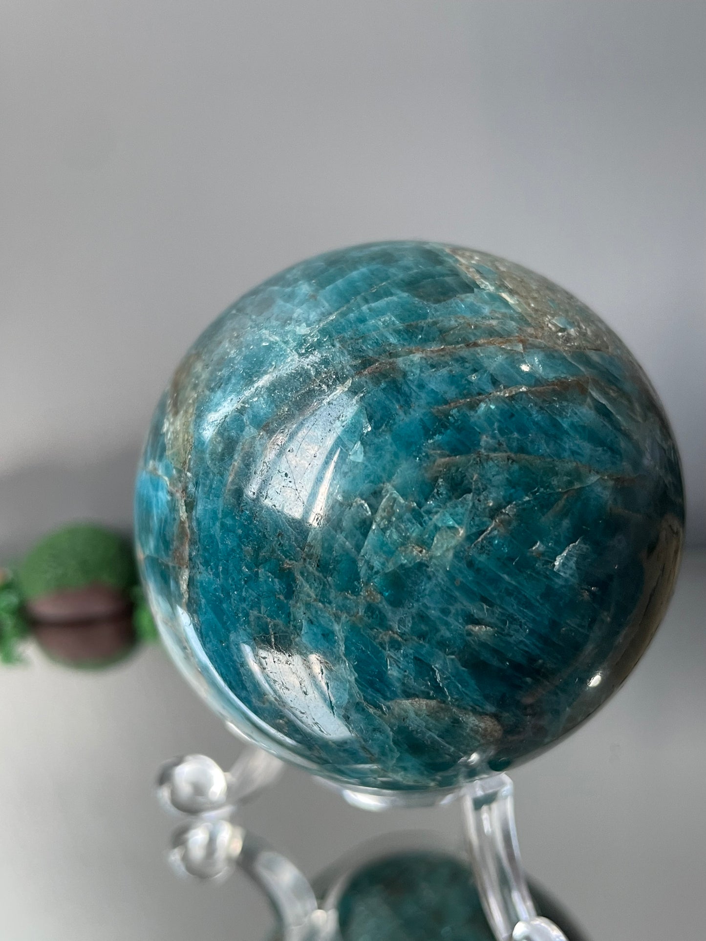Blue Neon Apatite Asterism UV Gemstone Crystal Sphere (1)