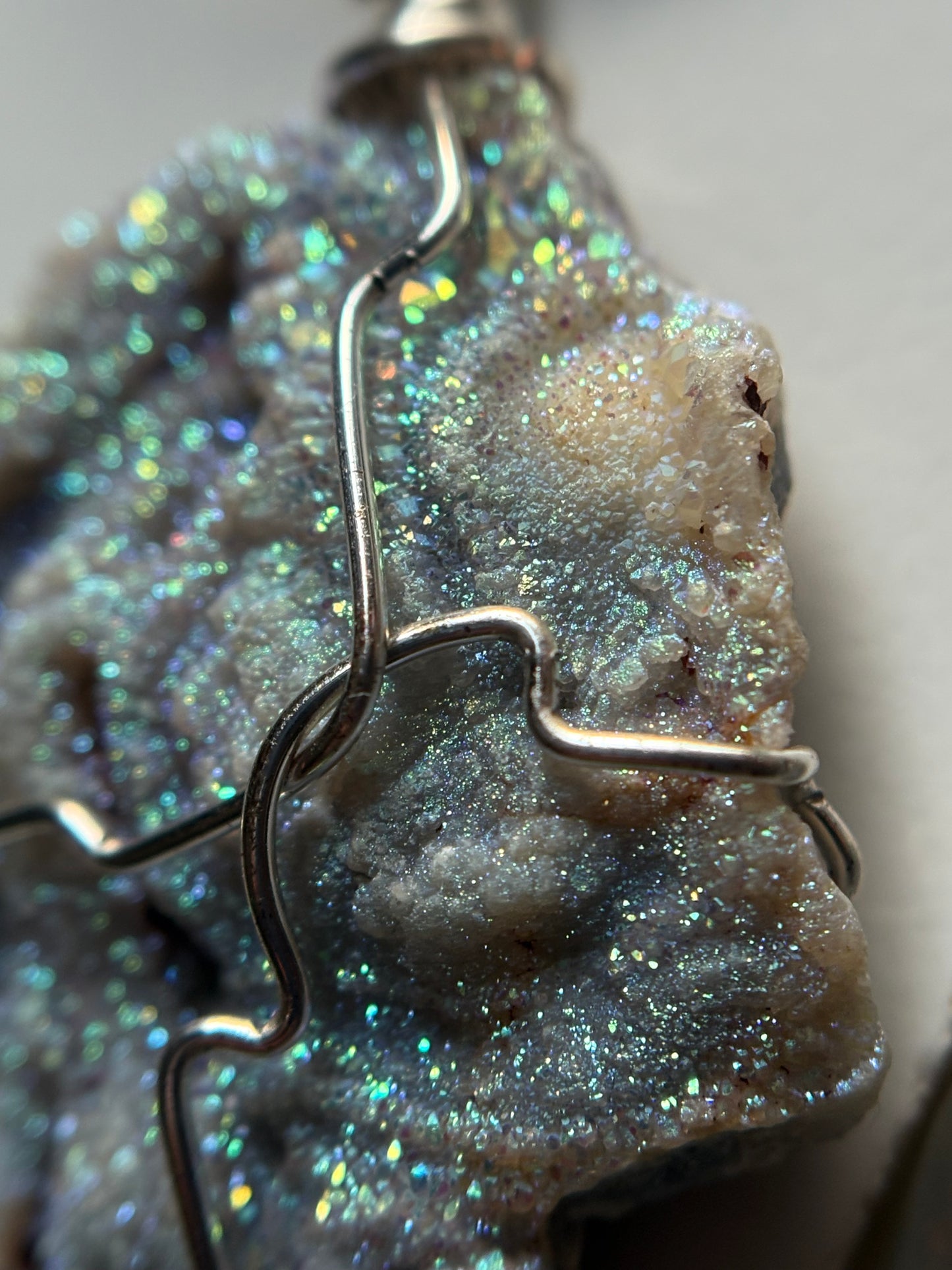 Aura Druzy Chalcedony Crystal Gemstone - Galaxy Slice - Necklace (1)