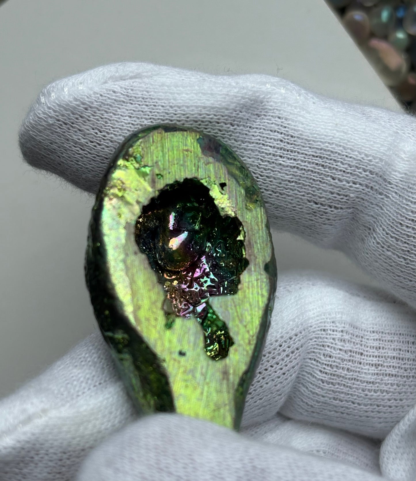 Green Bismuth Loon Bird Crystal Metal Art Sculpture