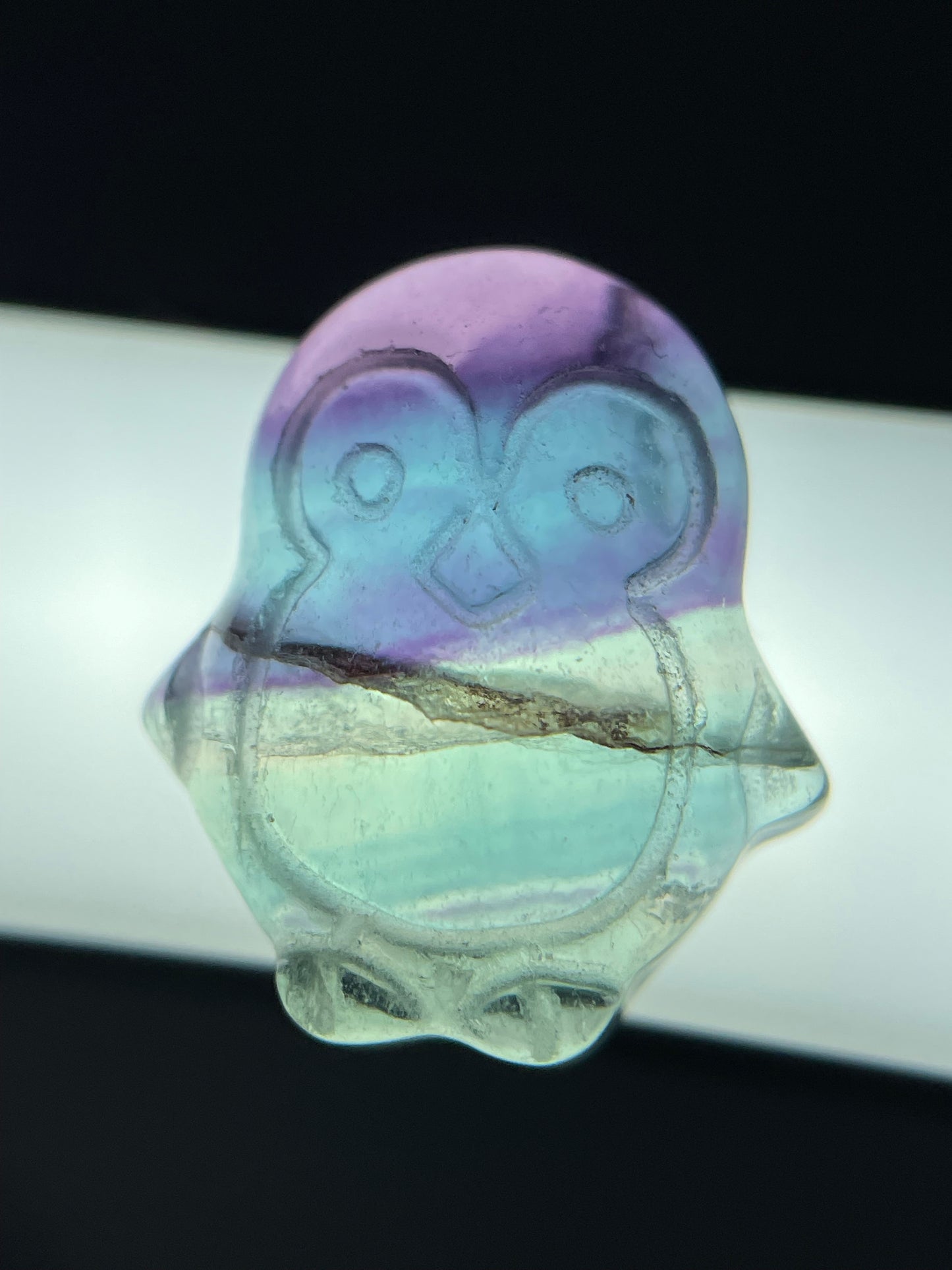Rainbow Fluorite Micro Pocket Pet Penguin Crystal Gemstone Carving (2)