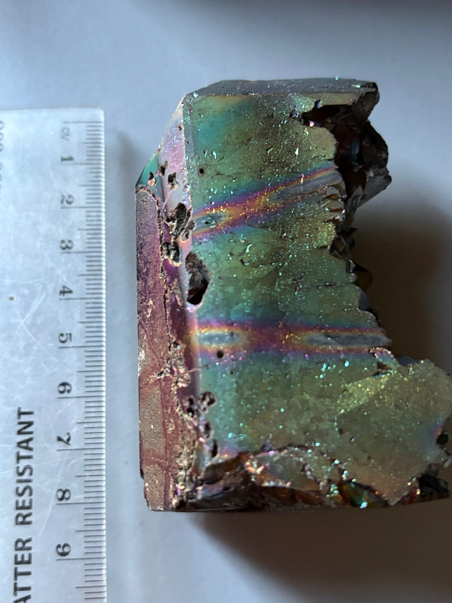 Black Aura Coated Amethyst Gemstone Crystal Cluster Tower Chunk (A)