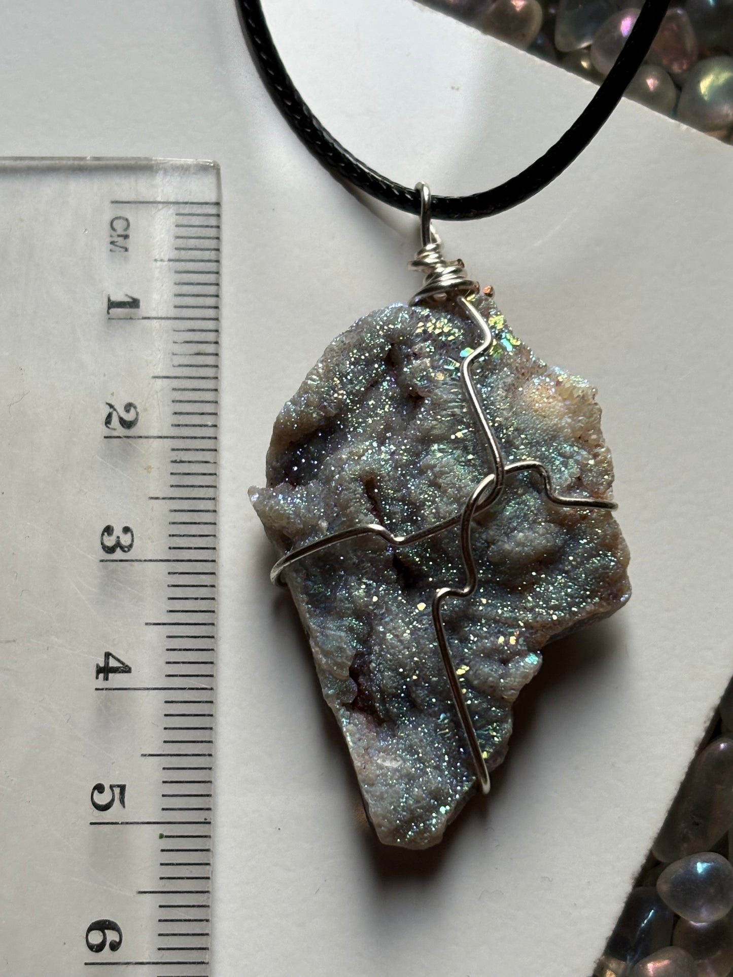 Aura Druzy Chalcedony Crystal Gemstone - Galaxy Slice - Necklace (1)