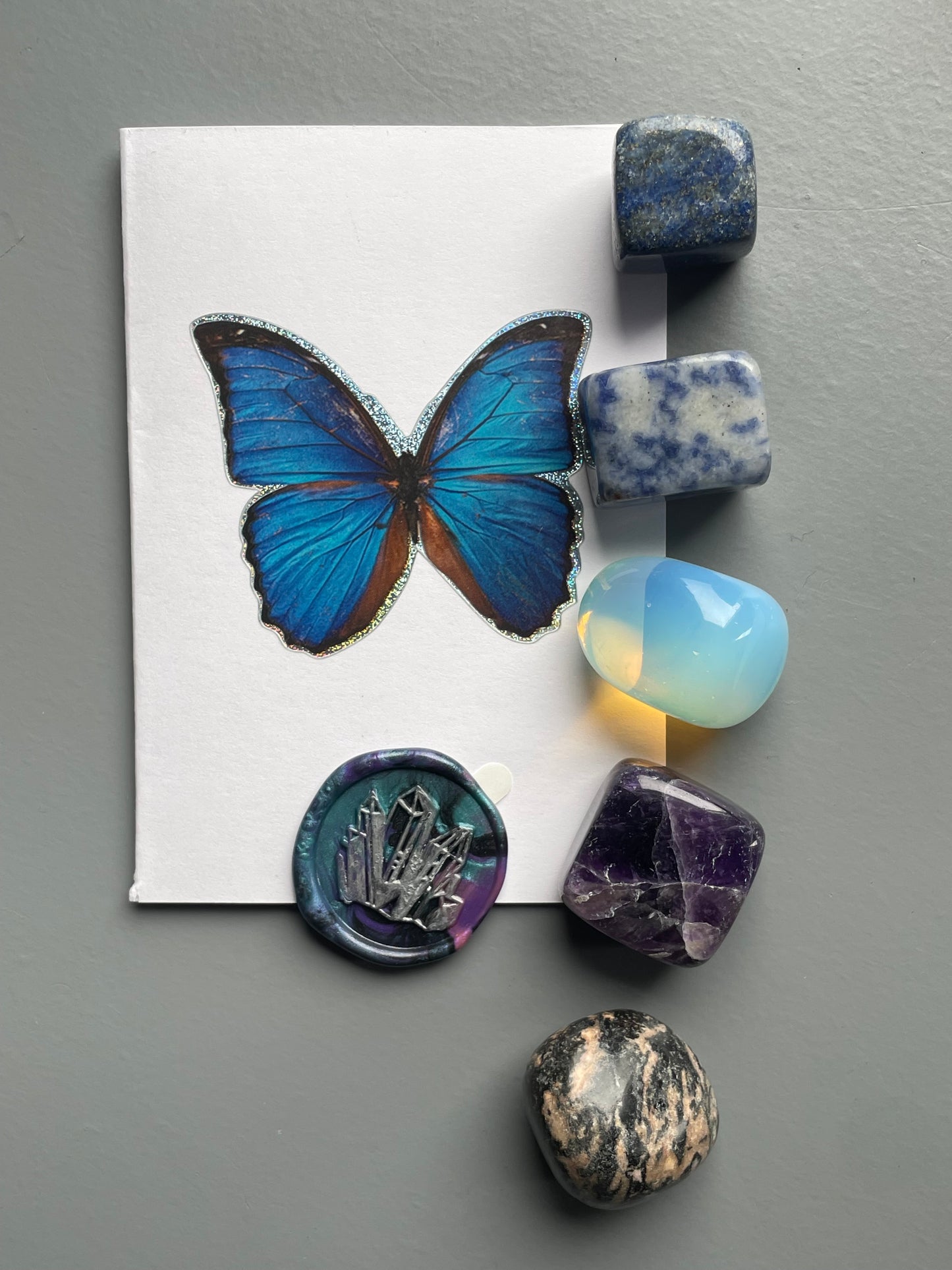 Butterfly Card & Gemstone Crystal Tumbled Stone Gift Set (1)