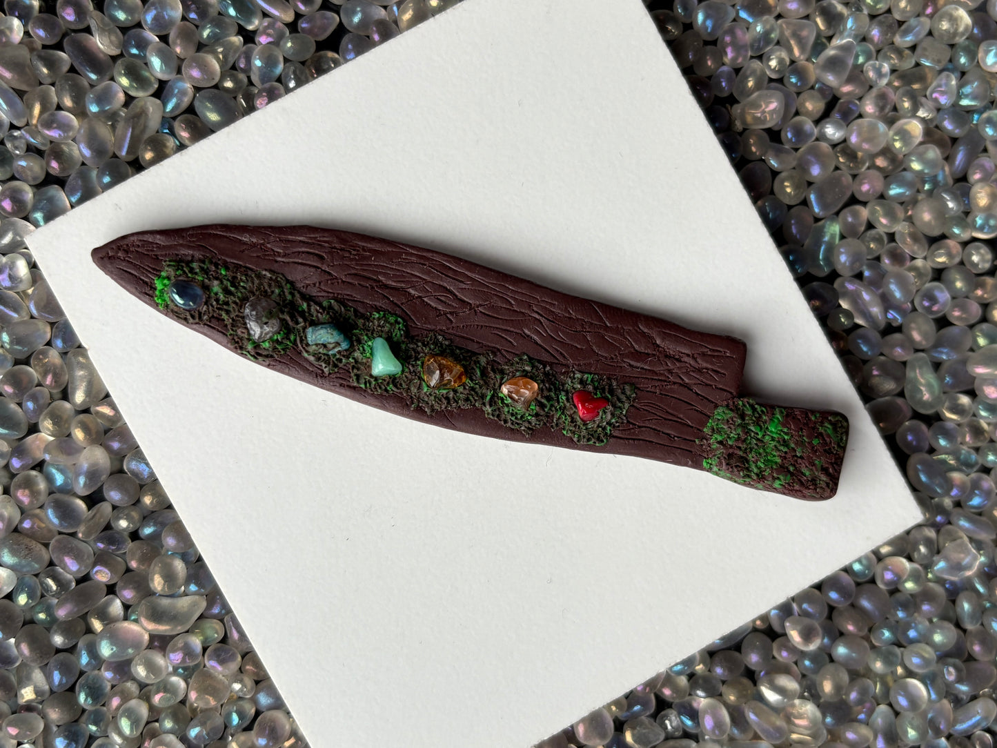 Chakra Crystal Gemstone Enchanted Forest Wooden Clay Knife