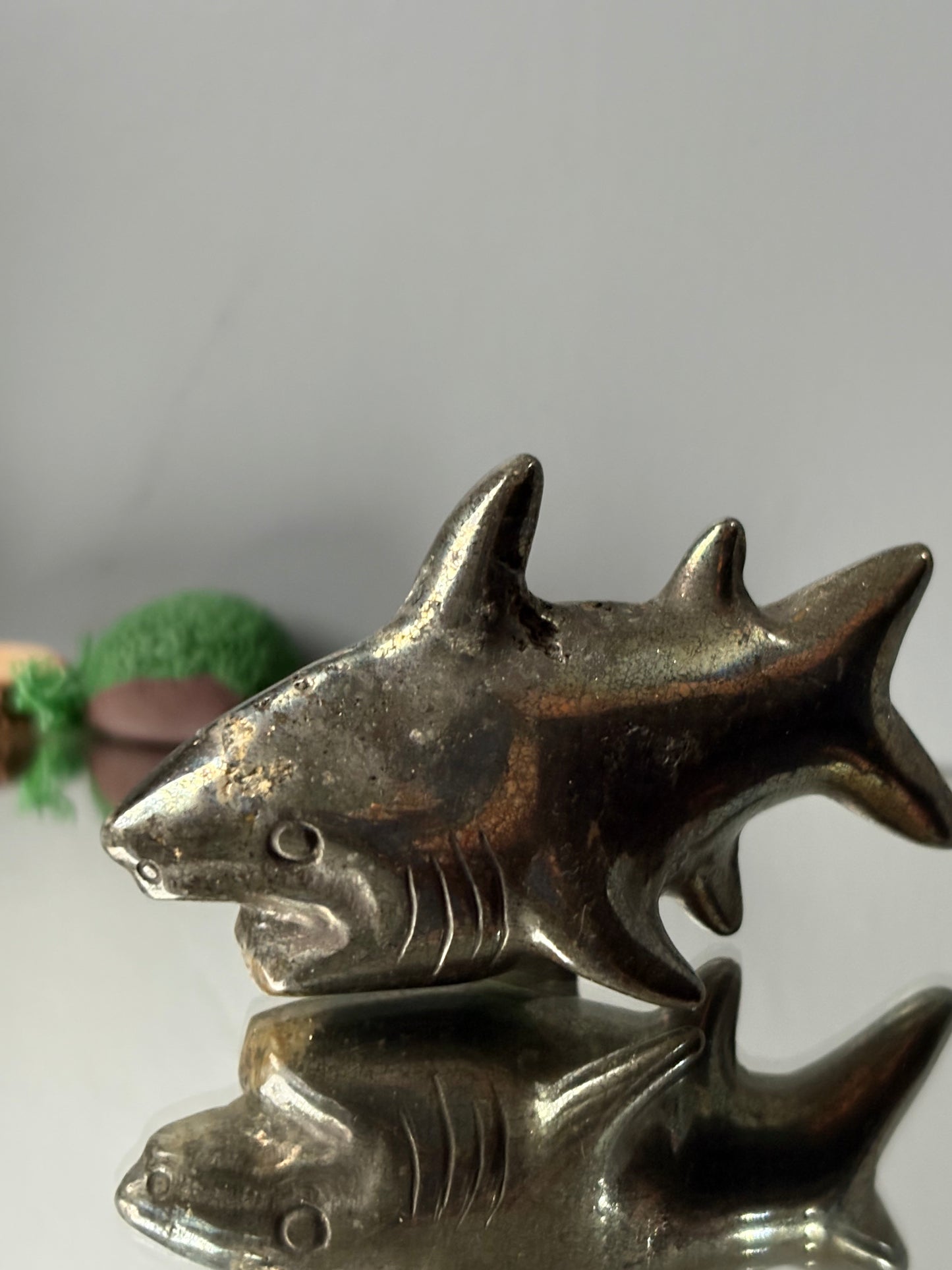 Pyrite Crystal Gemstone Shark Carving