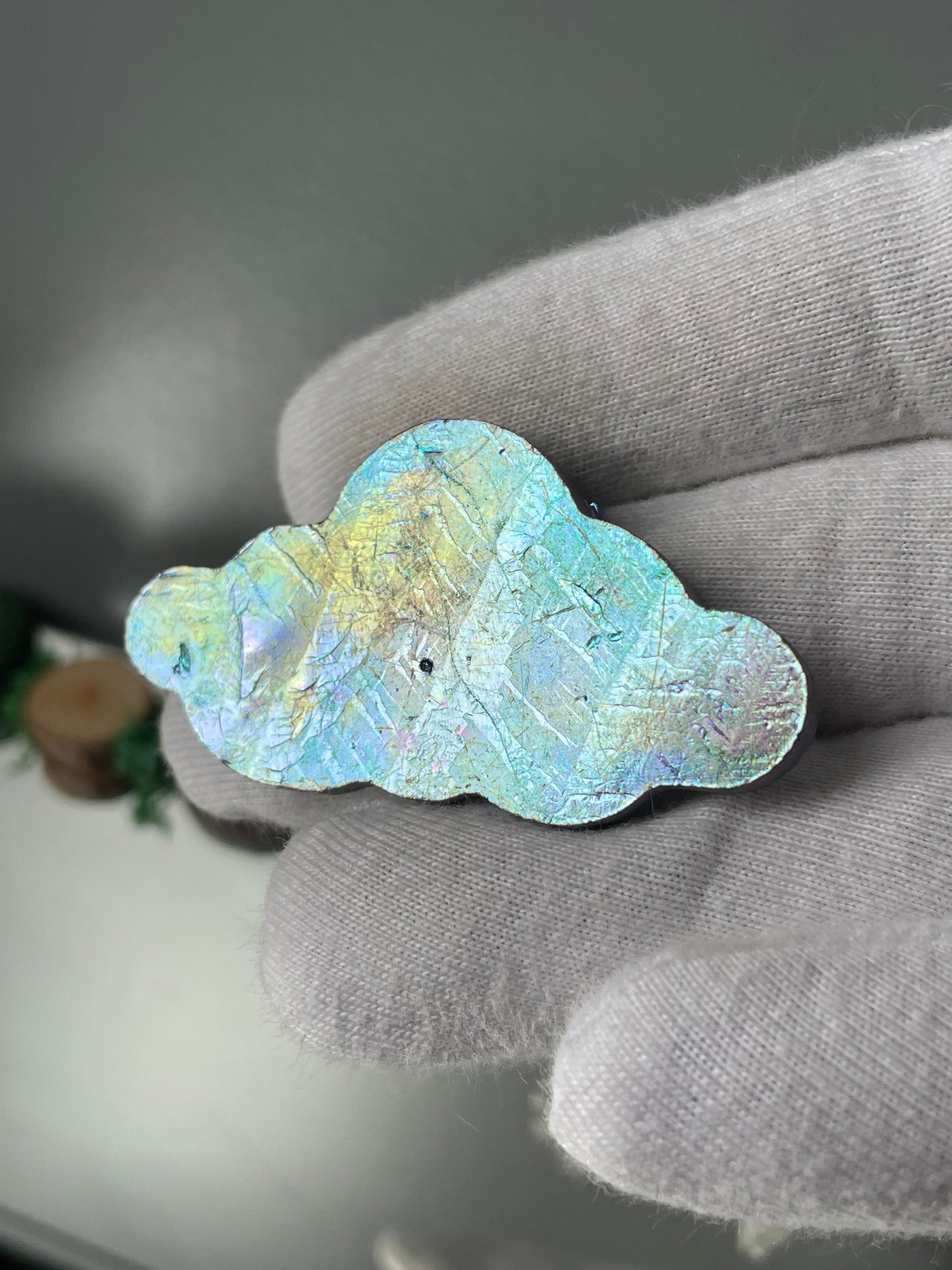 Purple Blue Bismuth Crystal Cloud Cut Out Metal Art