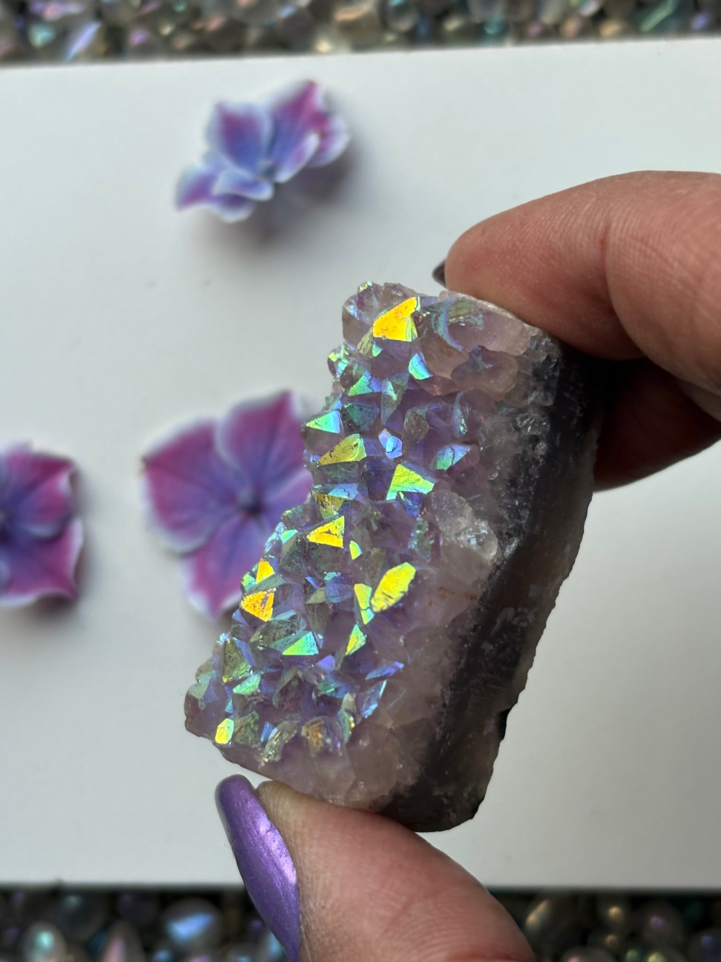 Aura Amethyst Crystal Gemstone Rectangular Cluster (1)