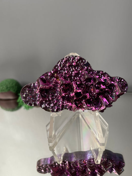 Pink Bismuth Crystal Cloud Cut Out Metal Art