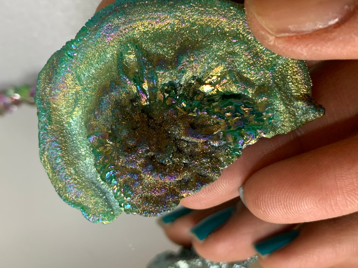 Green Aura Druzy Chalcedony Crystal Gemstone - Galaxy Slice - no 2