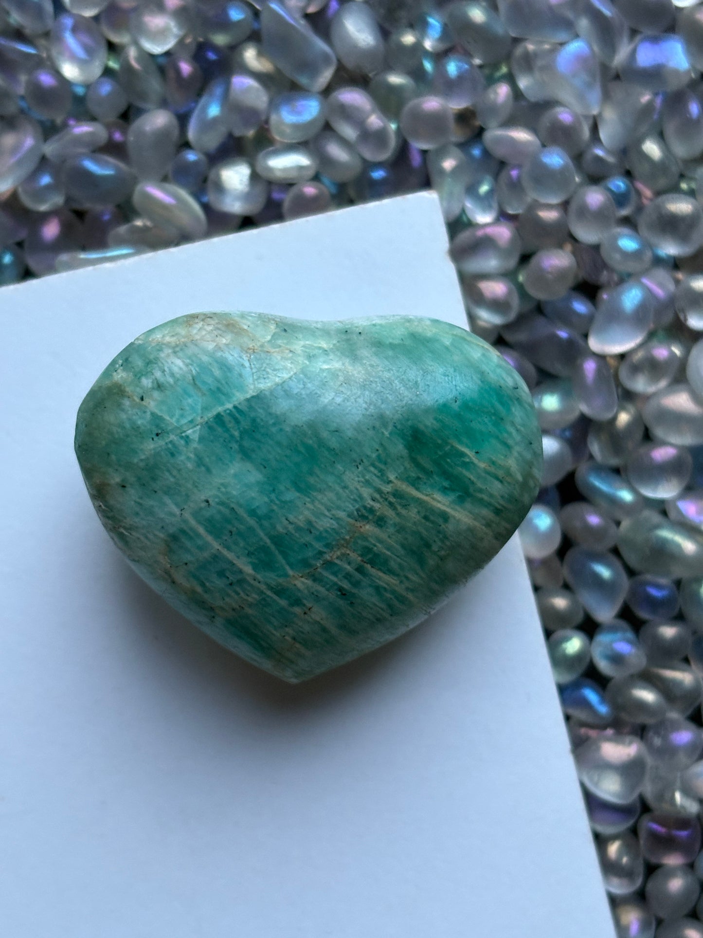 Amazonite Crystal Gemstone Puffy Heart Carving (C)