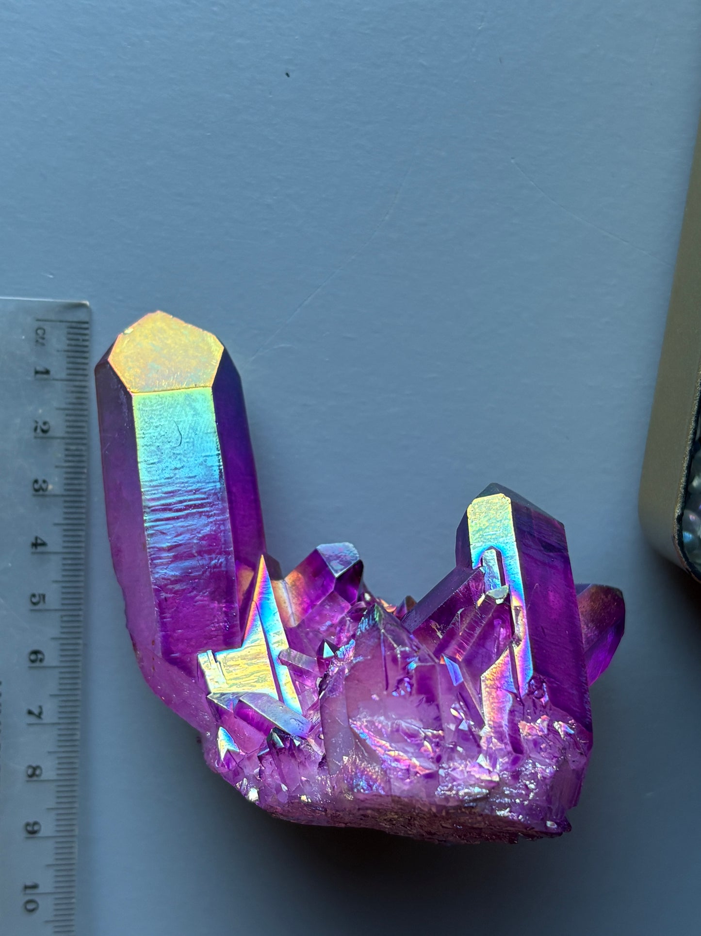 Purple Aura Quartz Crystal Gemstone Cluster - Large