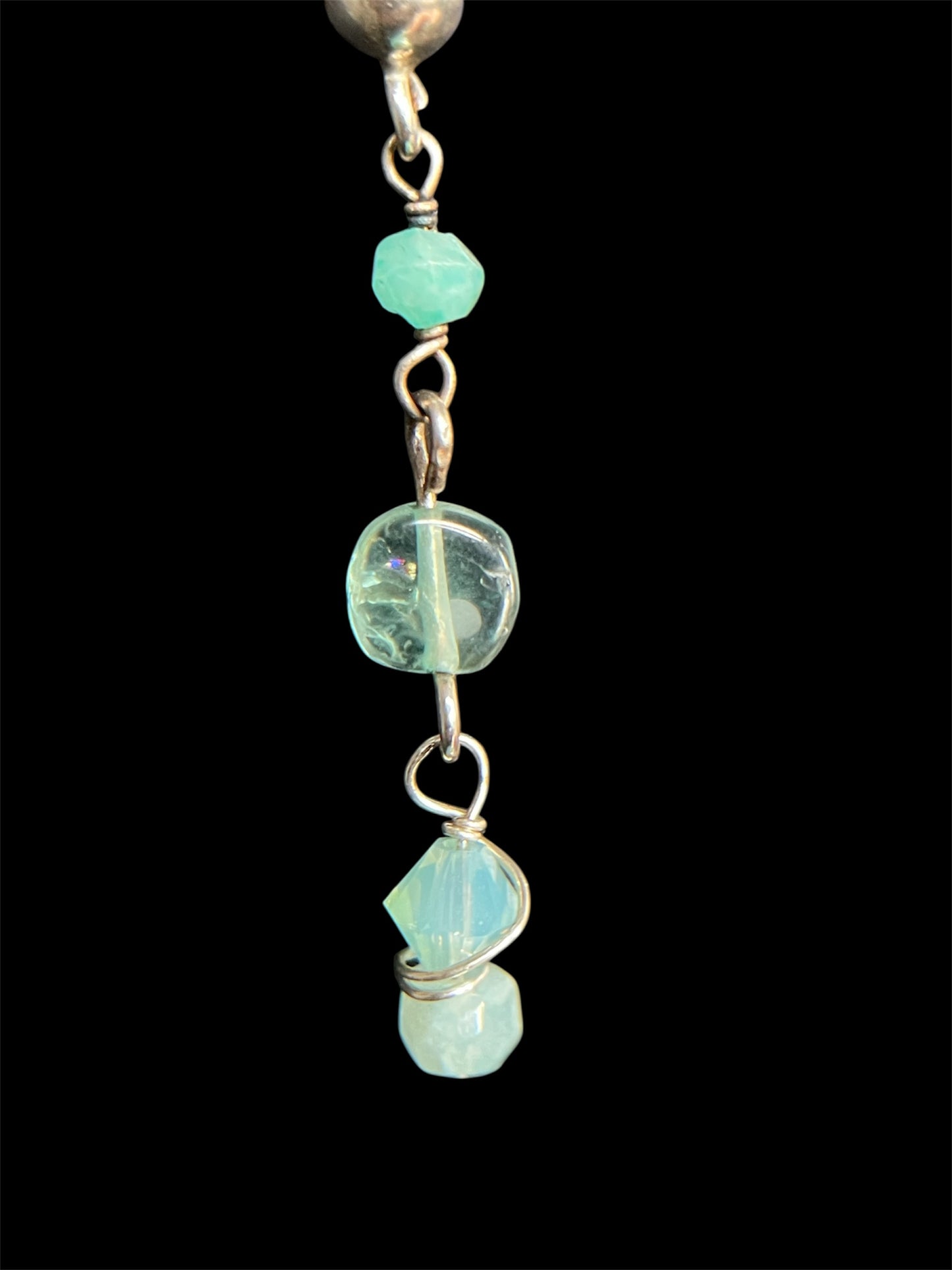 Sea Blue Apatite Aqua Chalcedony Crystal Gemstone Swarovski 925 Silver Drop Earrings