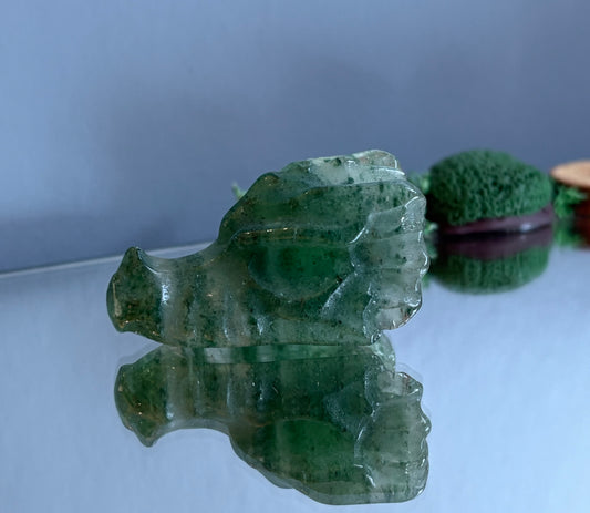 Green Strawberry Quartz Dragon Skull Mini Crystal Gemstone Carving