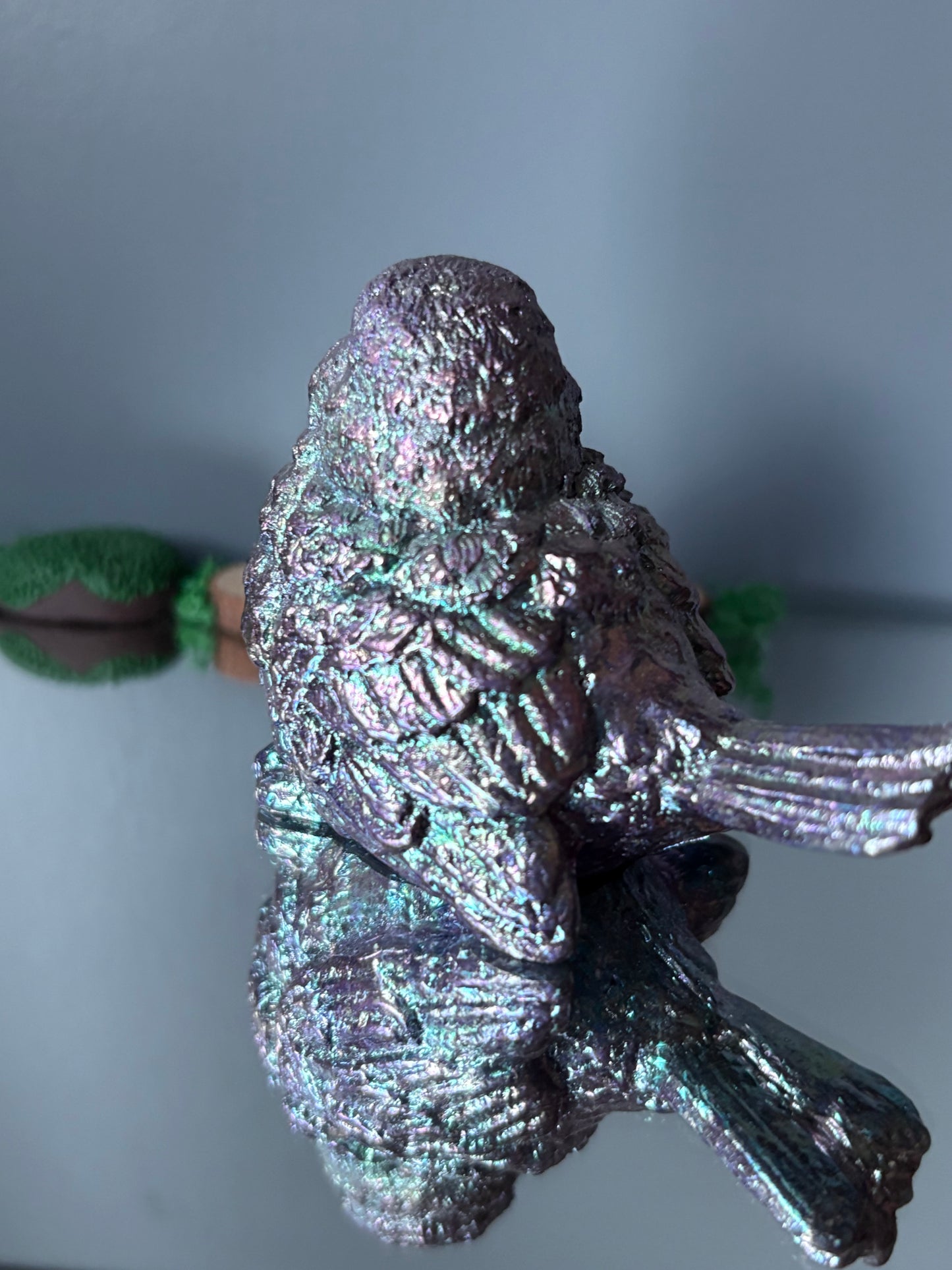 Purple Bismuth Crystal Wren Song Bird Metal Art Sculpture