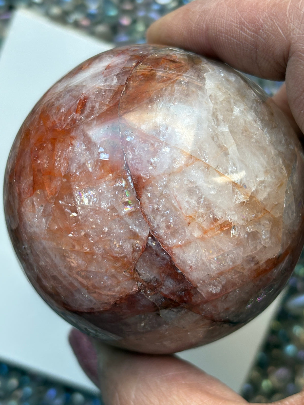 Fire Hematoid Quartz - Crystal Gemstone Sphere - L