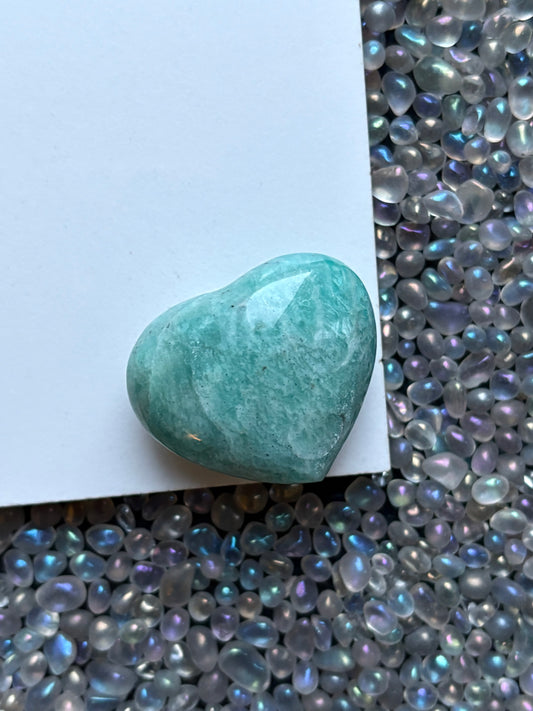 Amazonite Crystal Gemstone Puffy Heart Carving (A)