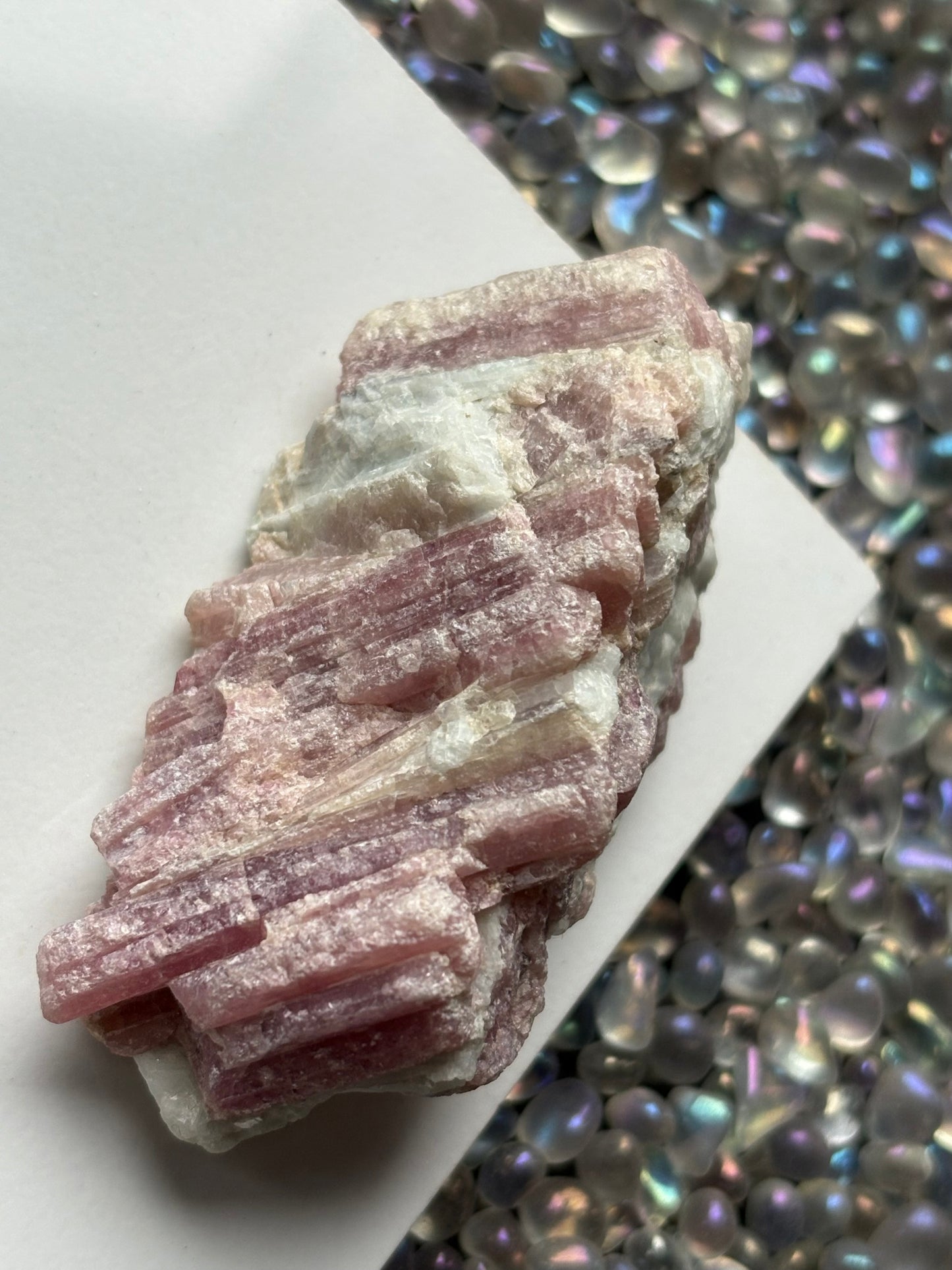 Pink Tourmaline Quartz Crystal Gemstone Rough Specimen (B)