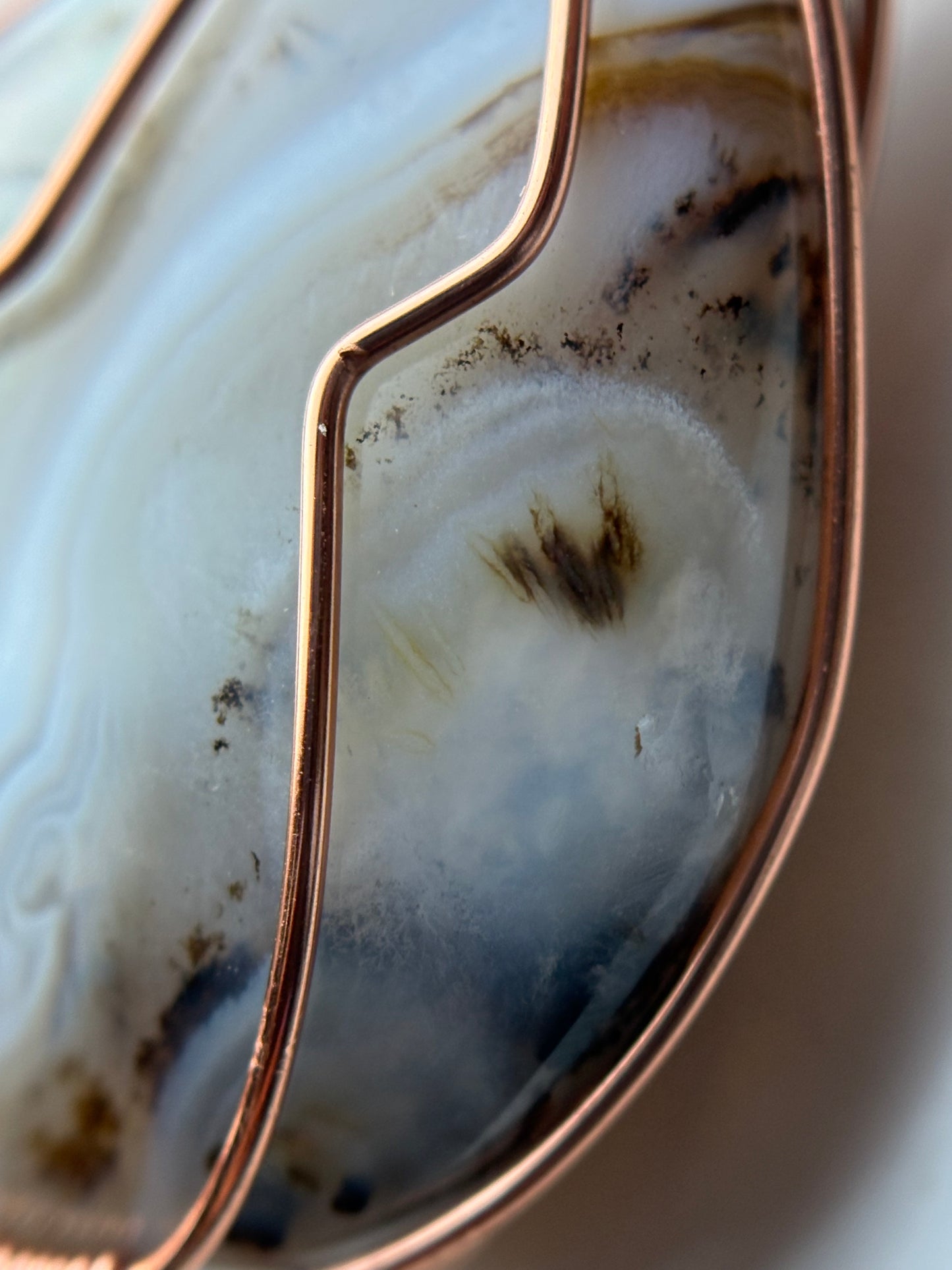 Botswana Dendritic Agate Crystal Gemstone Wire Wrapped Copper Necklace
