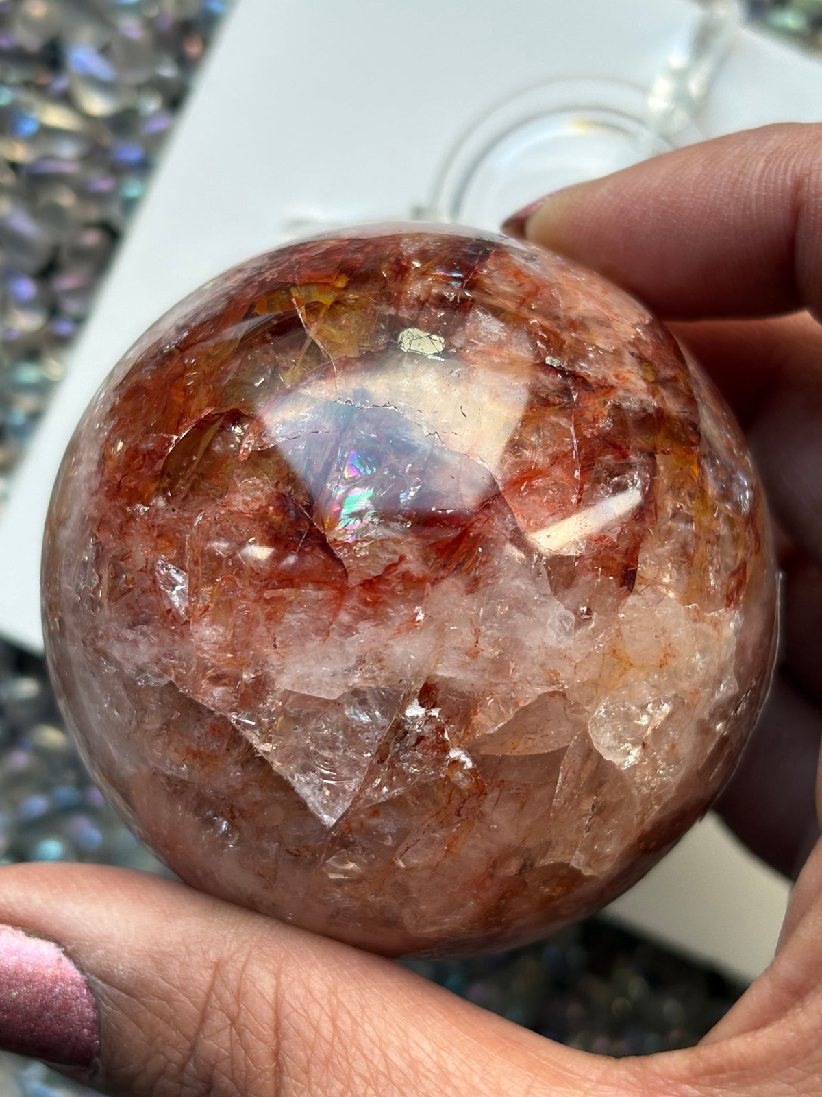 Fire Hematoid Quartz - Crystal Gemstone Sphere - L (2)