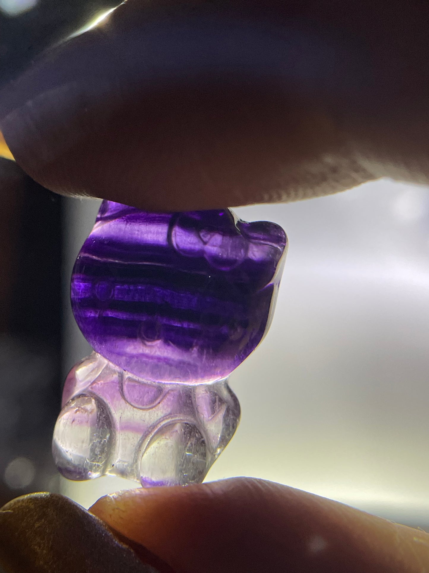Fluorite Crystal Gemstone Hello Kitty Carving (1)