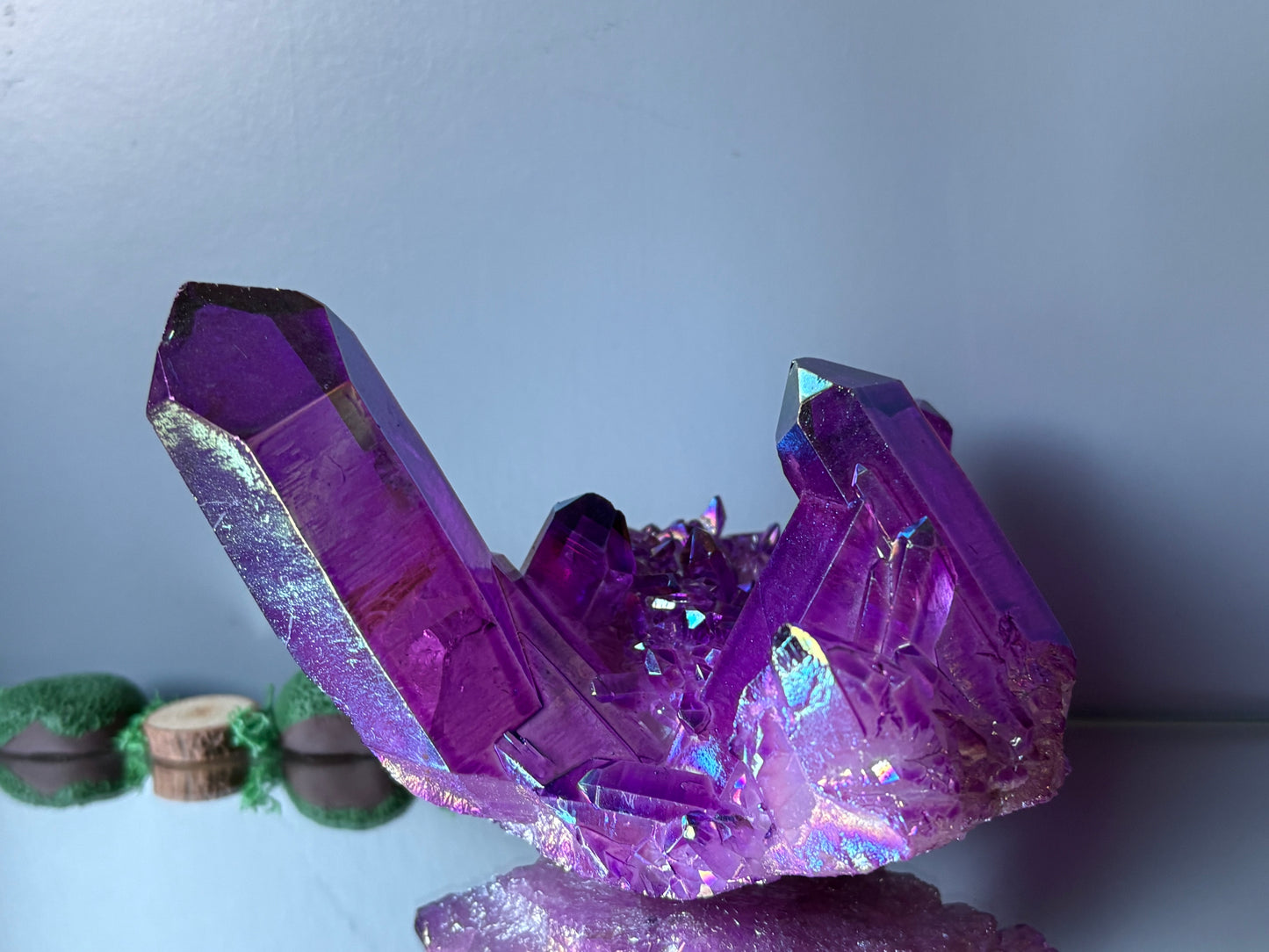Purple Aura Quartz Crystal Gemstone Cluster - Large