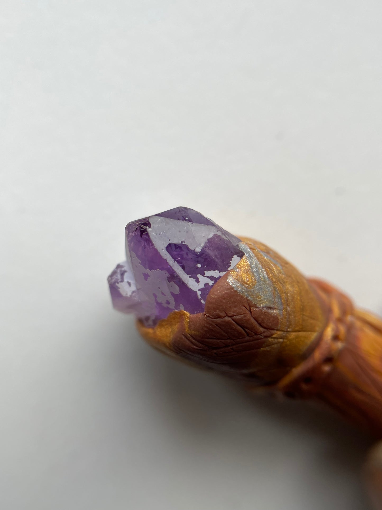 Amethyst Crystal Gemstone Clay Wooden Wand KeyChain (2)