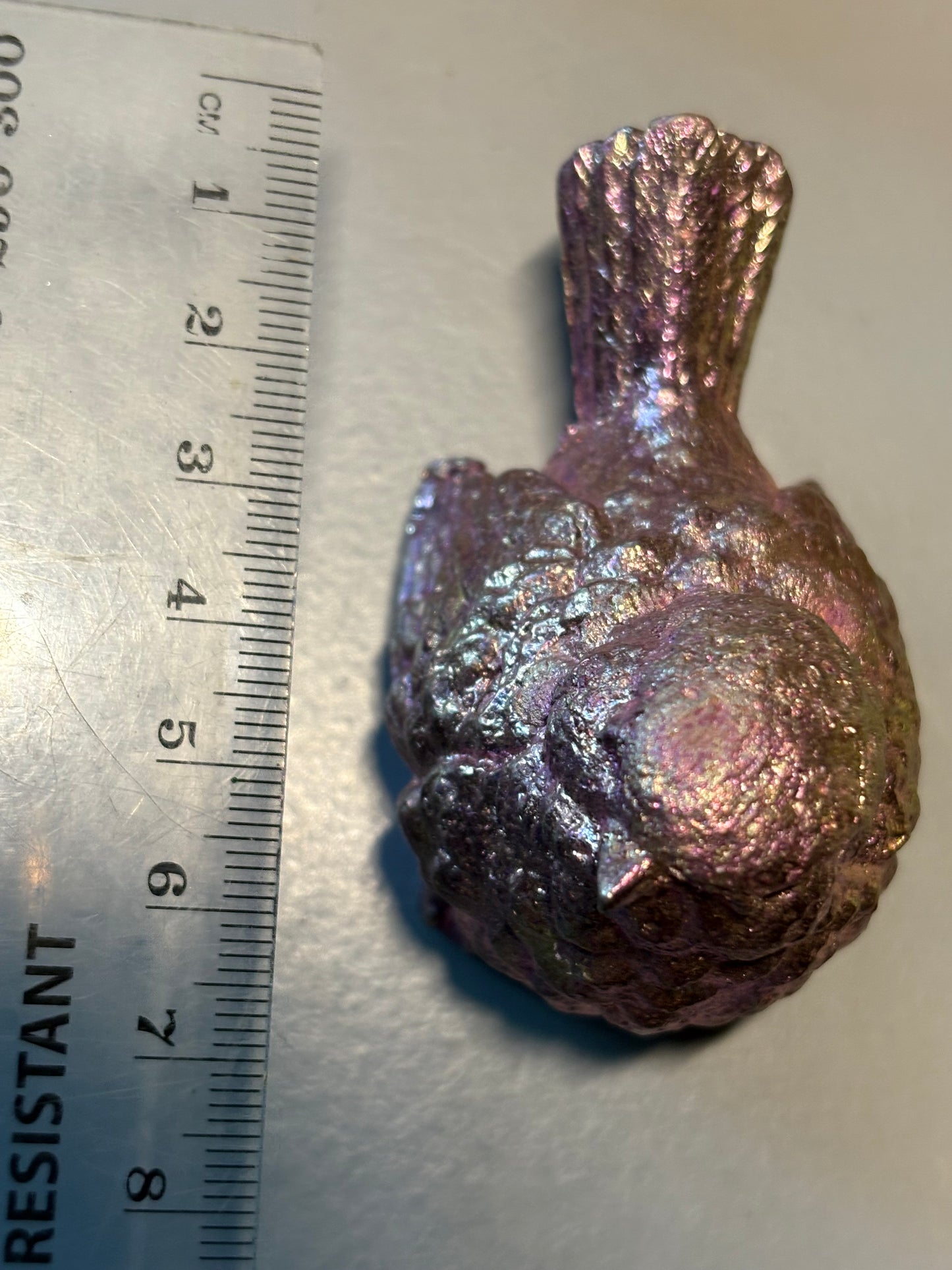 Pink Bismuth Crystal Wren Song Bird Metal Art Sculpture (1)