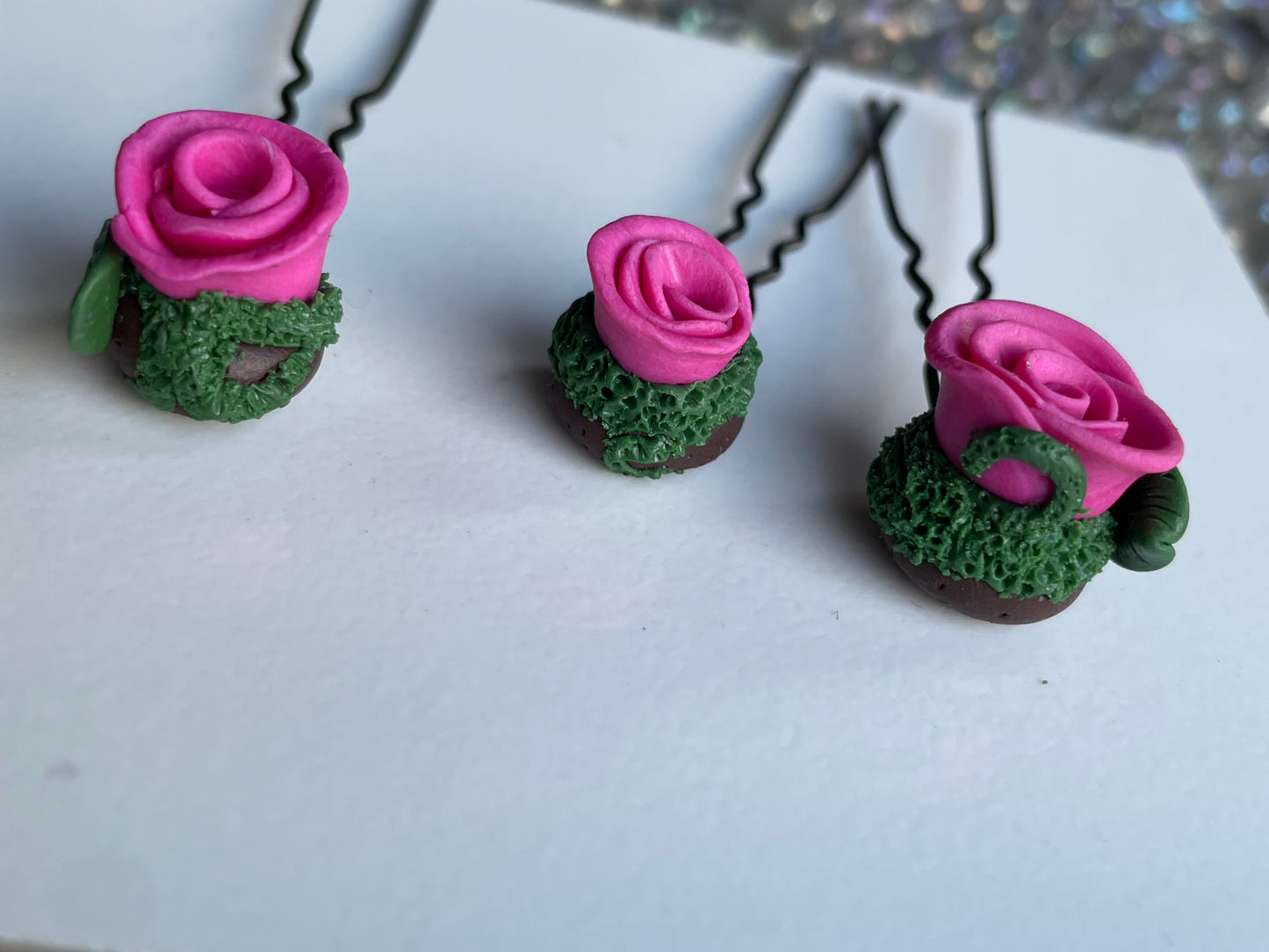 Enchanted Forest Rose Hair Pin Set - Pink