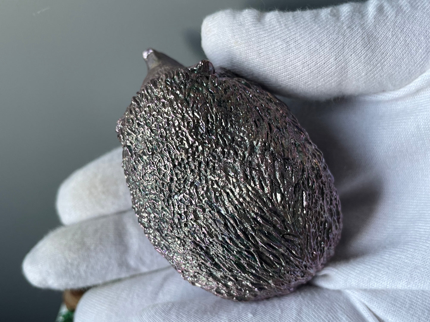 Purple Blue Bismuth Crystal Large Hedgehog Metal Art Sculpture