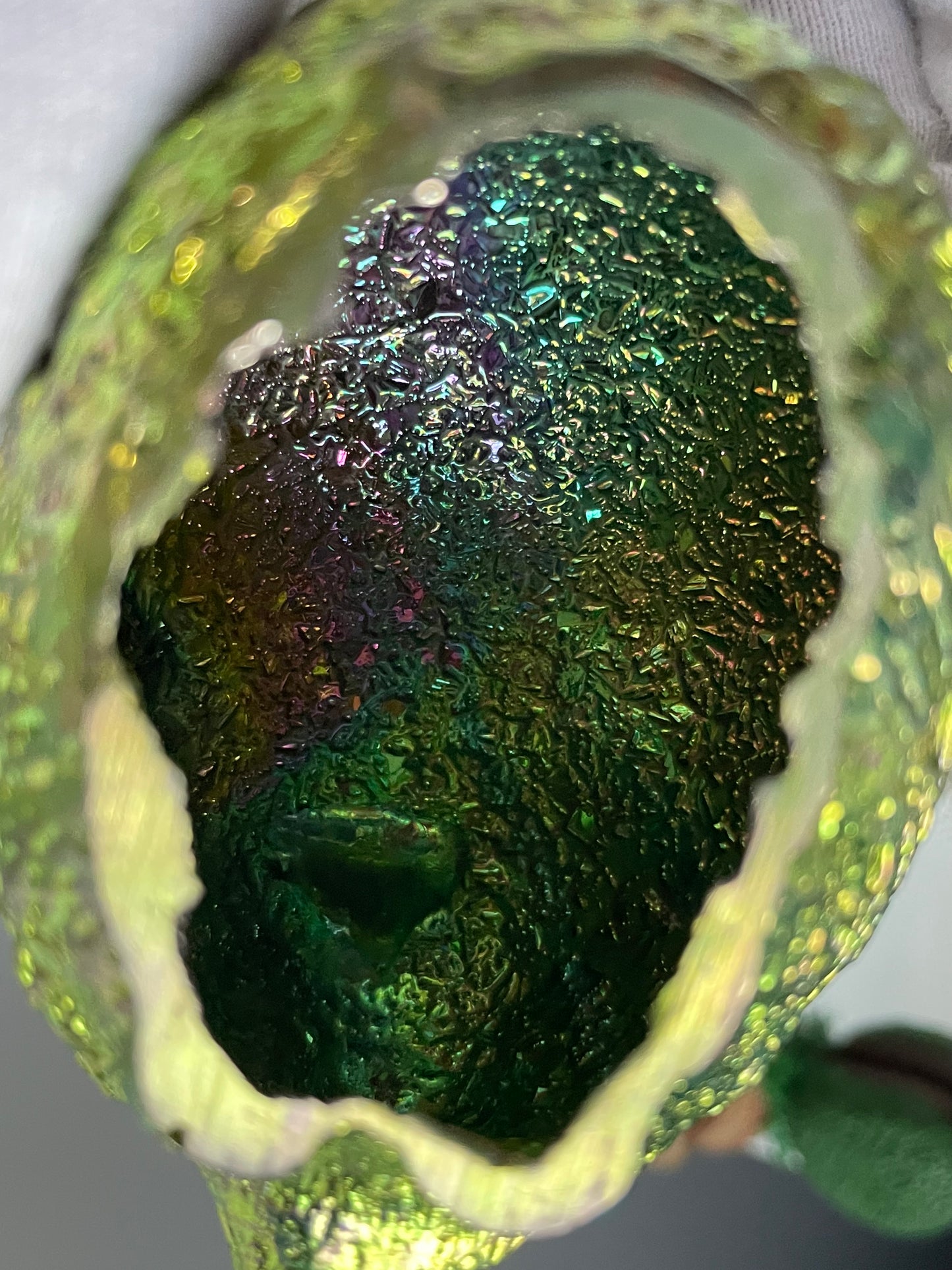 Green Bismuth Crystal Large Hedgehog Metal Art Sculpture