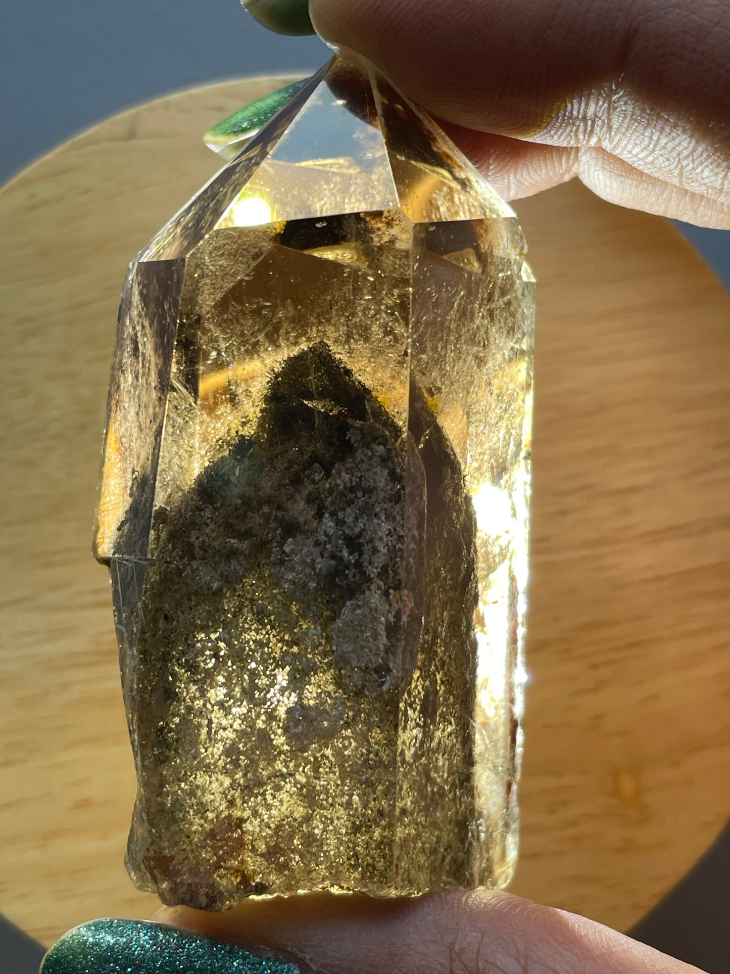 Smoky Hematite Rutile Garden Quartz Crystal Gemstone Tower Point