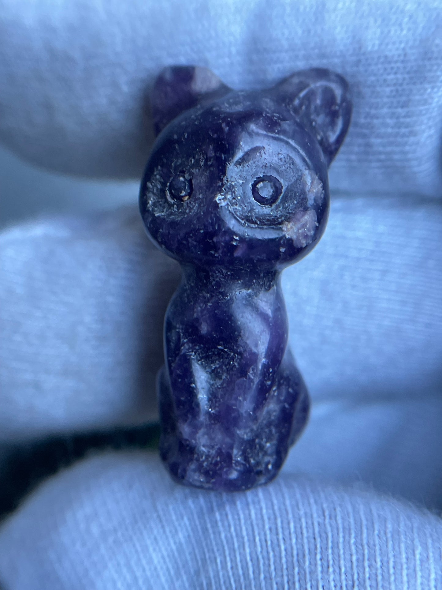 Lepidolite Micro Pocket Pet Cat Crystal Gemstone Carving
