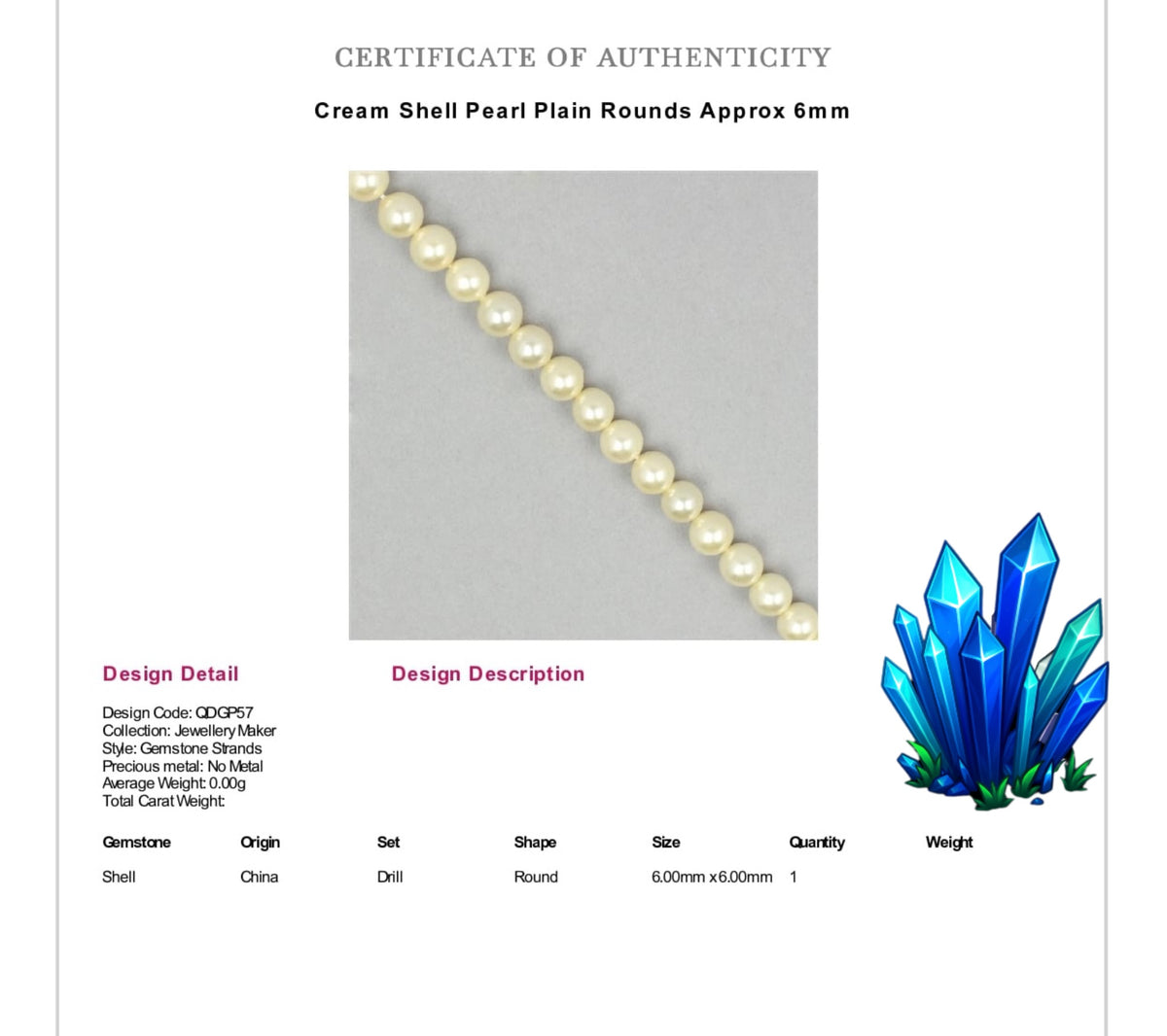 Sapphire & Cream Shell Pearl Crystal Gemstone 18k Gold Sterling Silver Earrings (Certified)