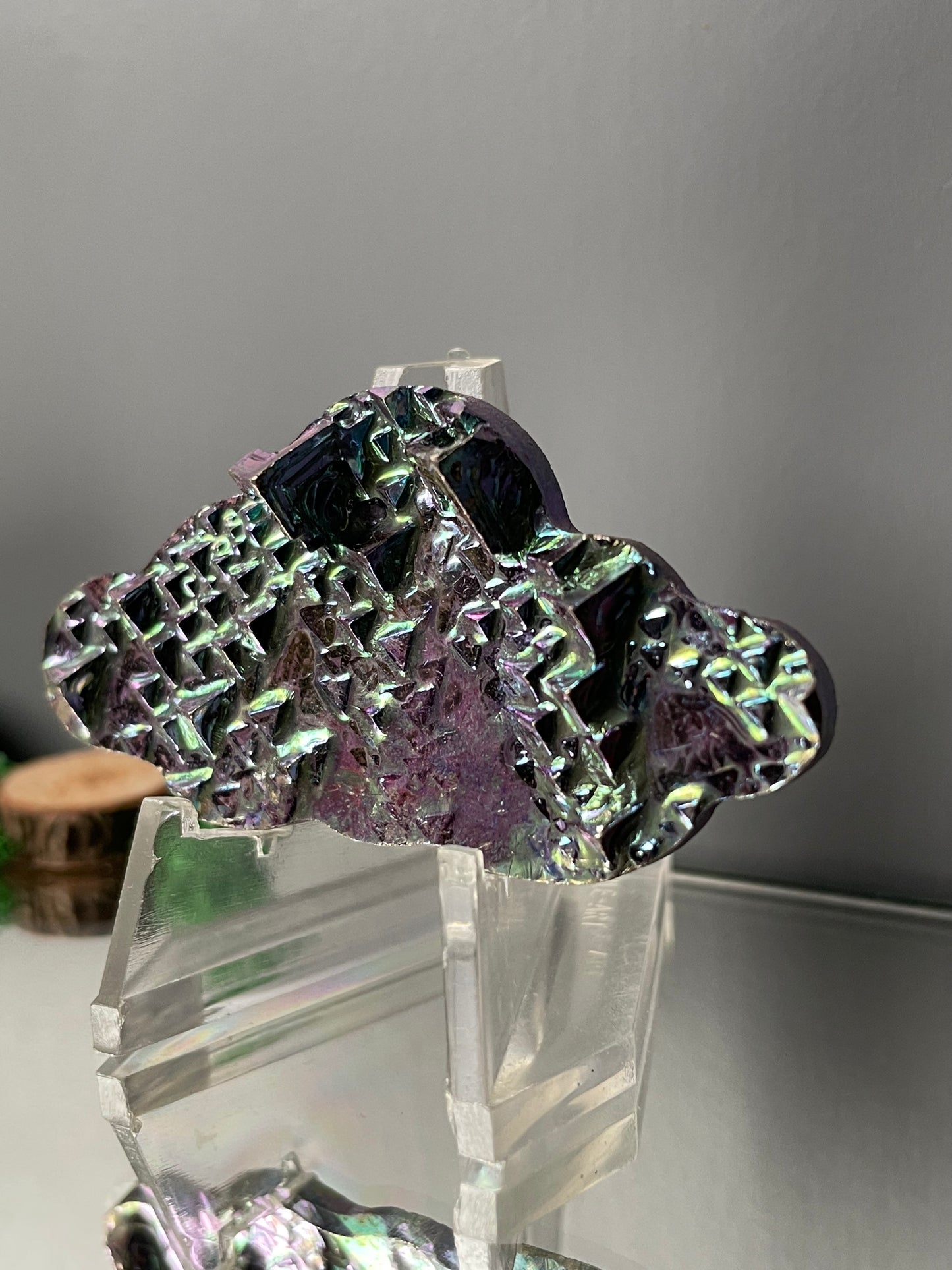 Purple Blue Bismuth Crystal Cloud Cut Out Metal Art