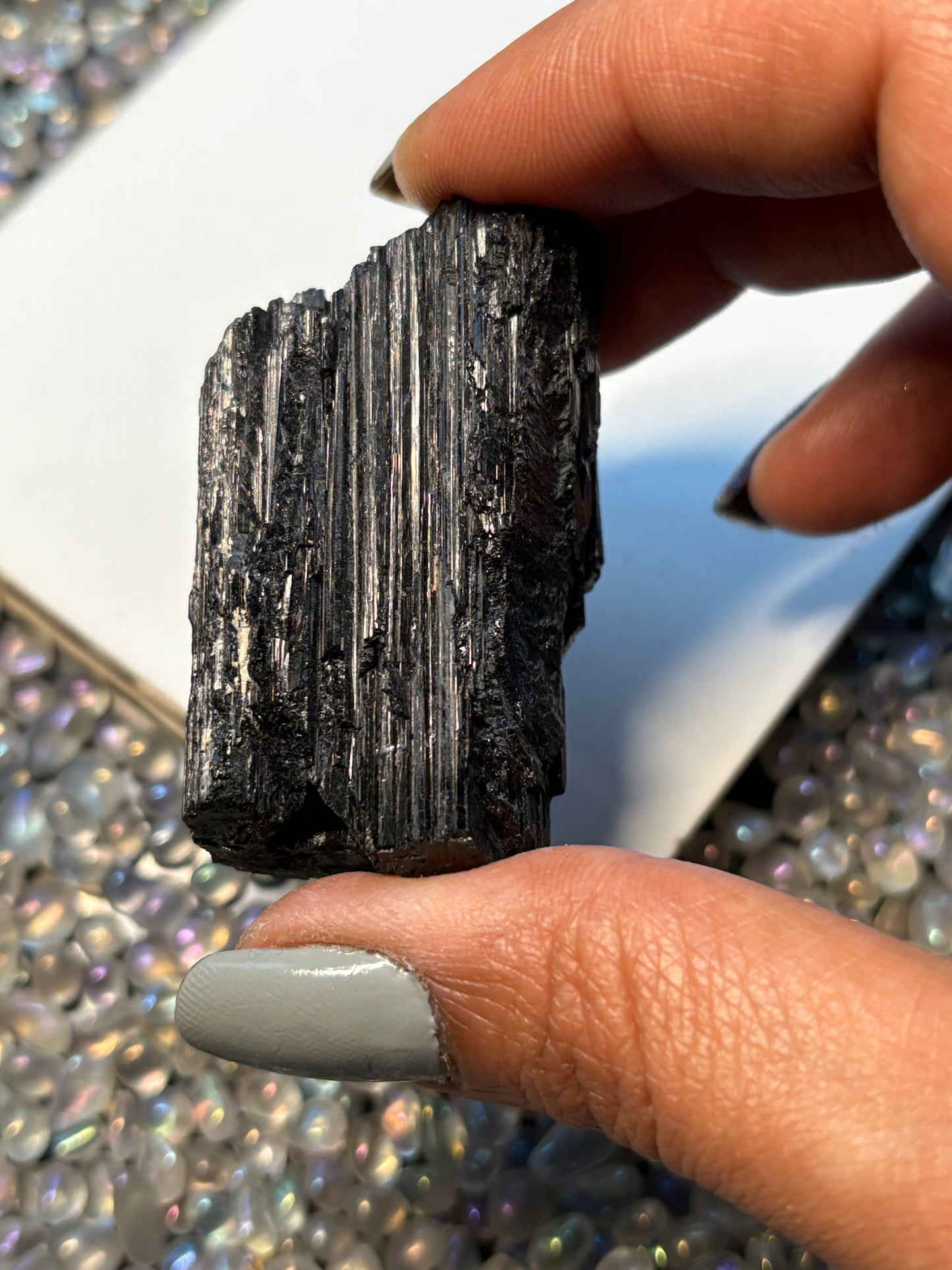 Black Tourmaline Rough Gemstone Crystal Specimen (C)