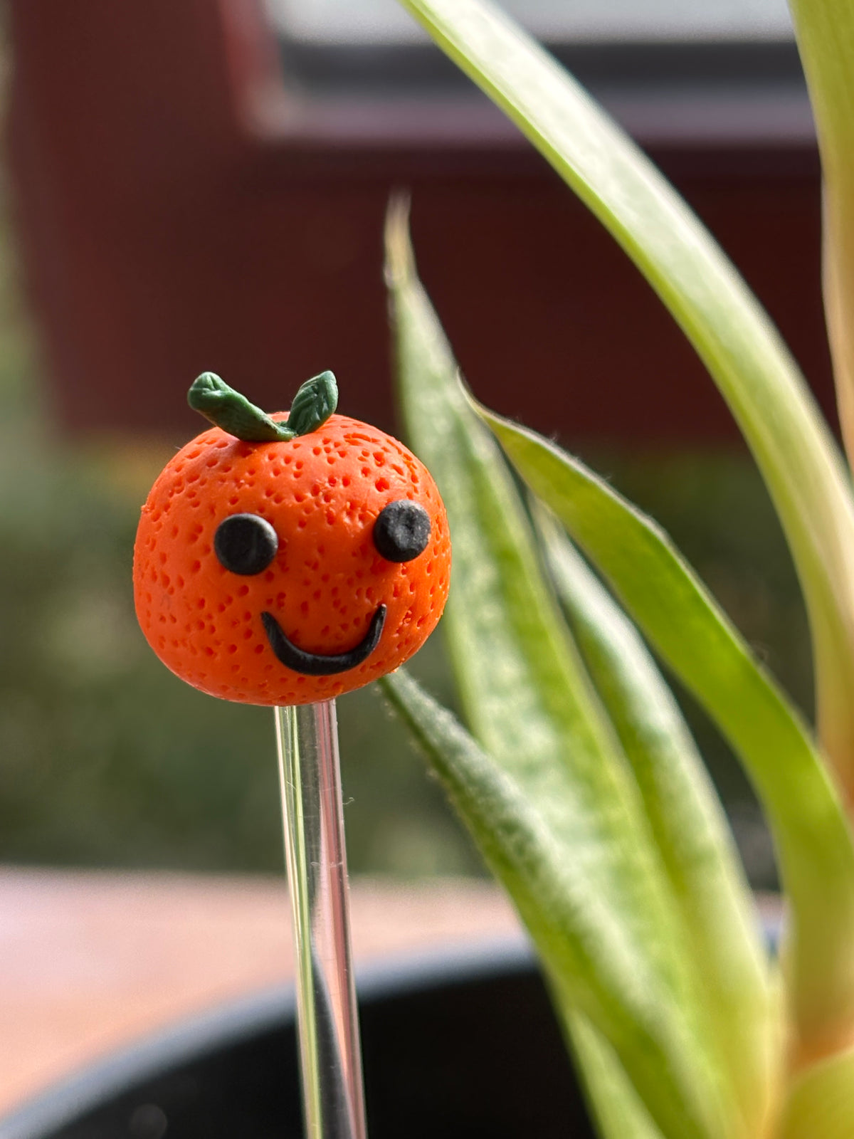 Ollie The Orange Clay Art Plant Pot Buddy