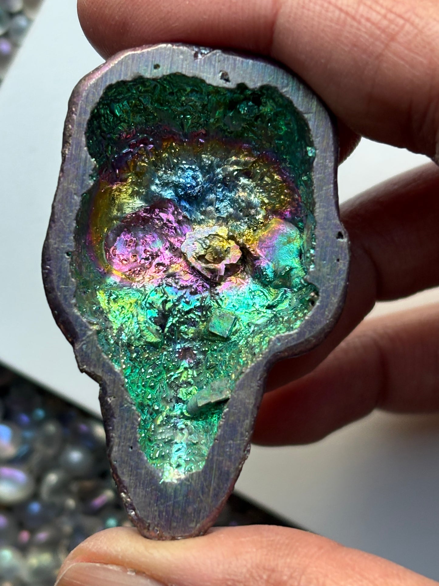 Purple Bismuth Crystal Alien Metal Art Sculpture