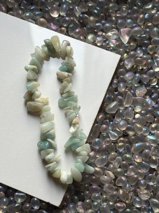 Mint Amazonite Rough Crystal Gemstone Stretch Bracelet