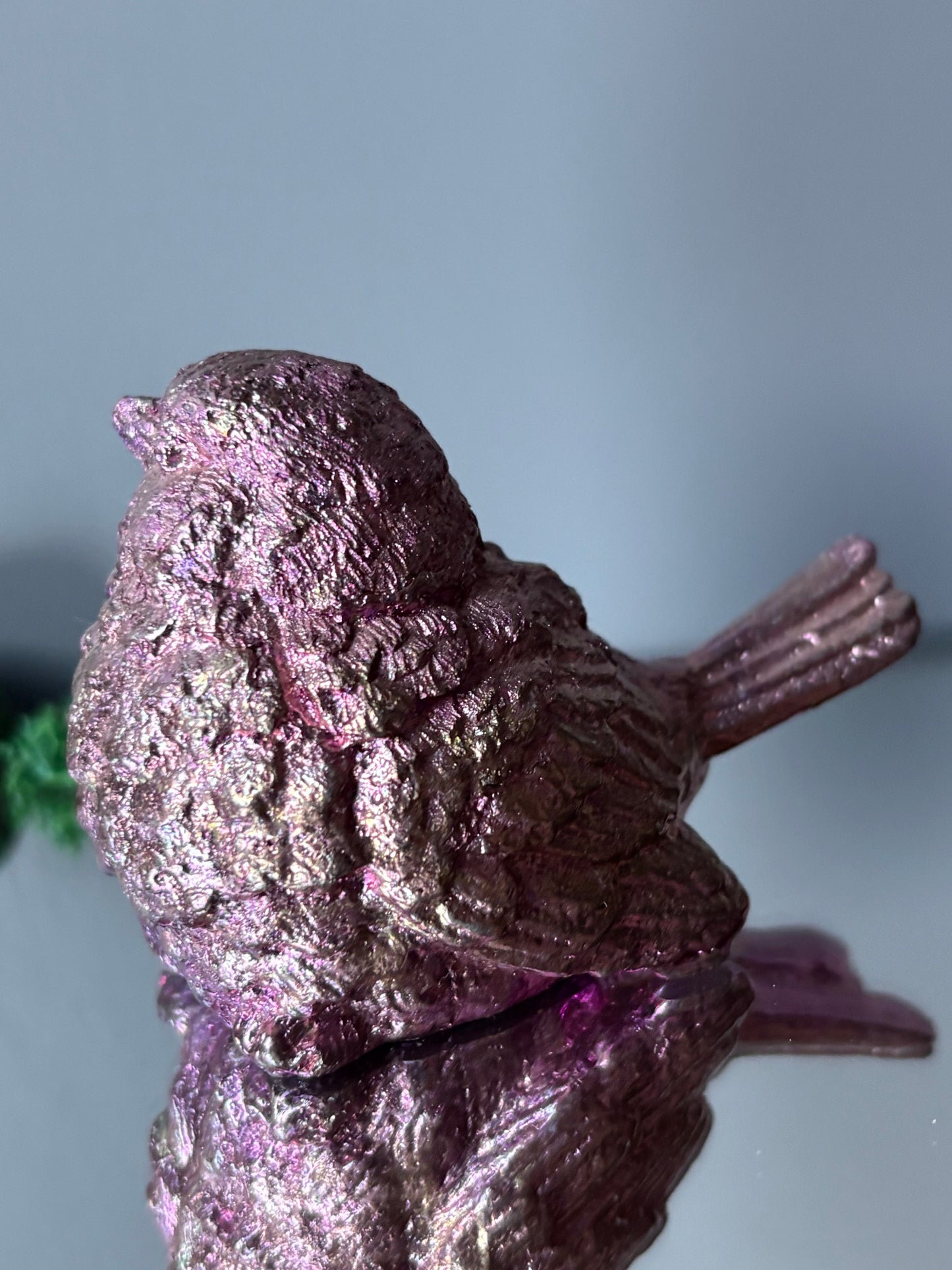 Pink Bismuth Crystal Wren Song Bird Metal Art Sculpture (2)