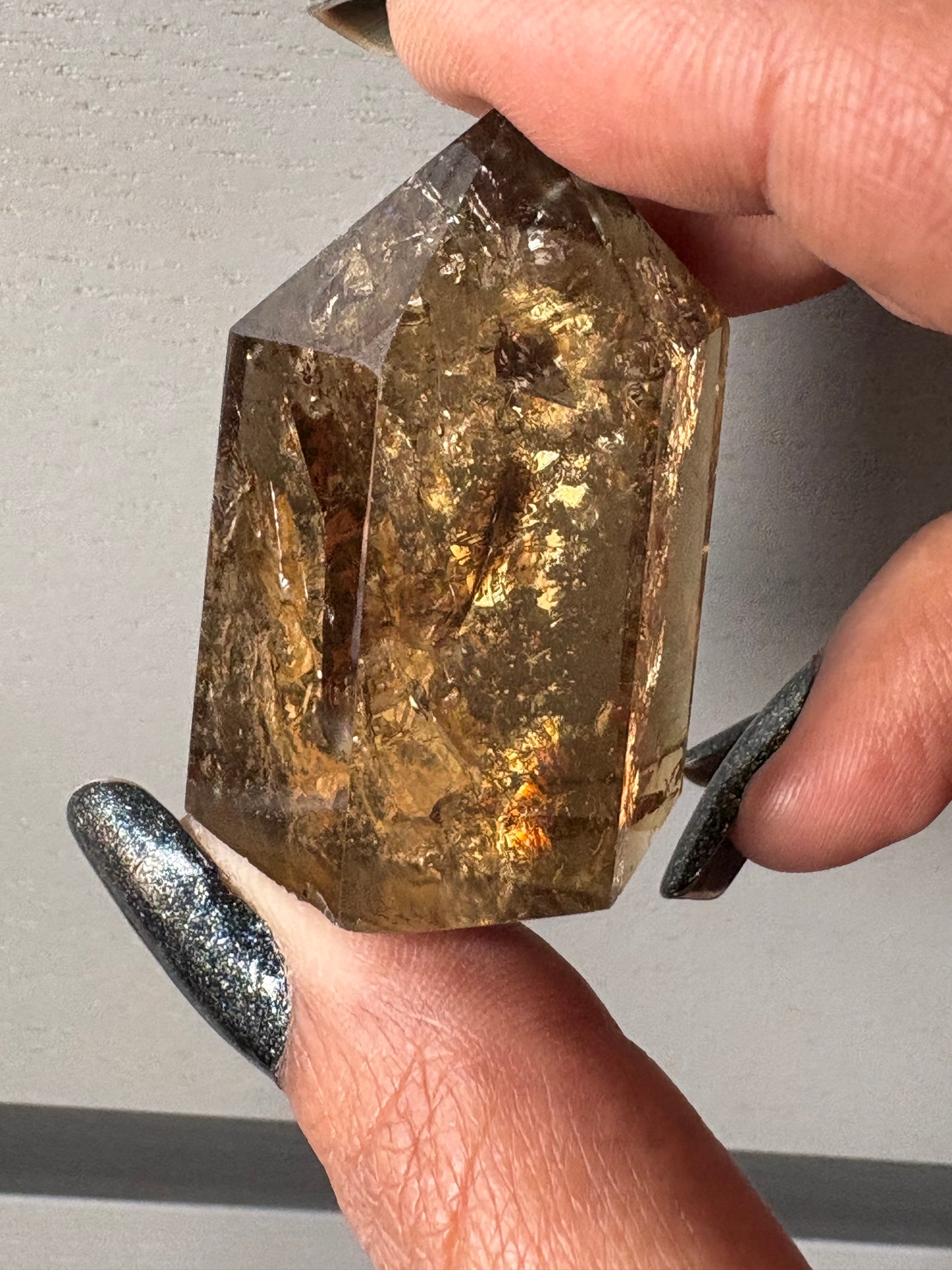 Smoky Citrine Quartz Crystal Gemstone Tower Point (S)